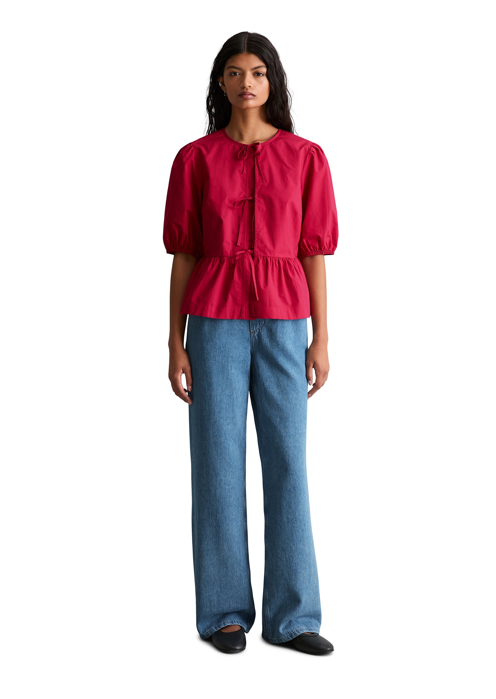 Marc O'Polo DENIM Kurzarmbluse »aus Baumwoll-Popeline«