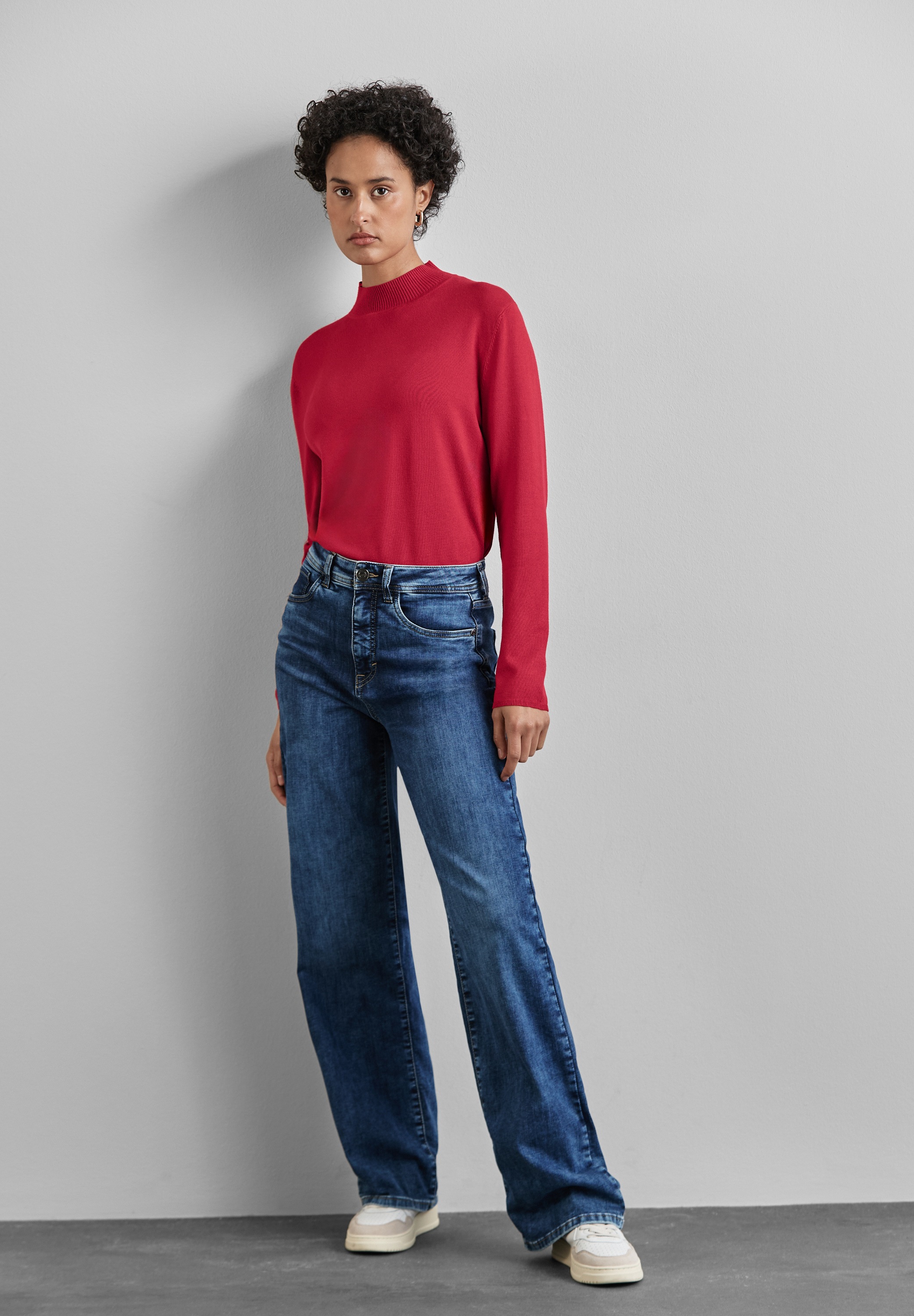 STREET ONE Rollkragenpullover, mit Materialmix