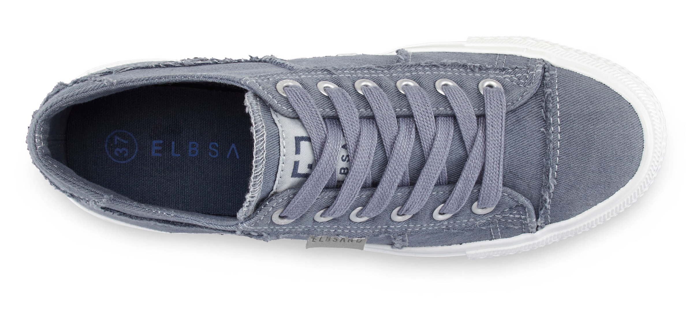 Sneaker ELBSAND "Schnürschuh, Stoffschuhe, Textilschuhe, Turnschuh, Freizeitschuh", Damen, Gr. 35, blau, Obermaterial: 100% Textilmaterial. Decksohle: 100% Textilmaterial. Futter: 100% Textilmaterial. Laufsohle: 100% Synthetik, unifarben, used, Schuhe Sne 2