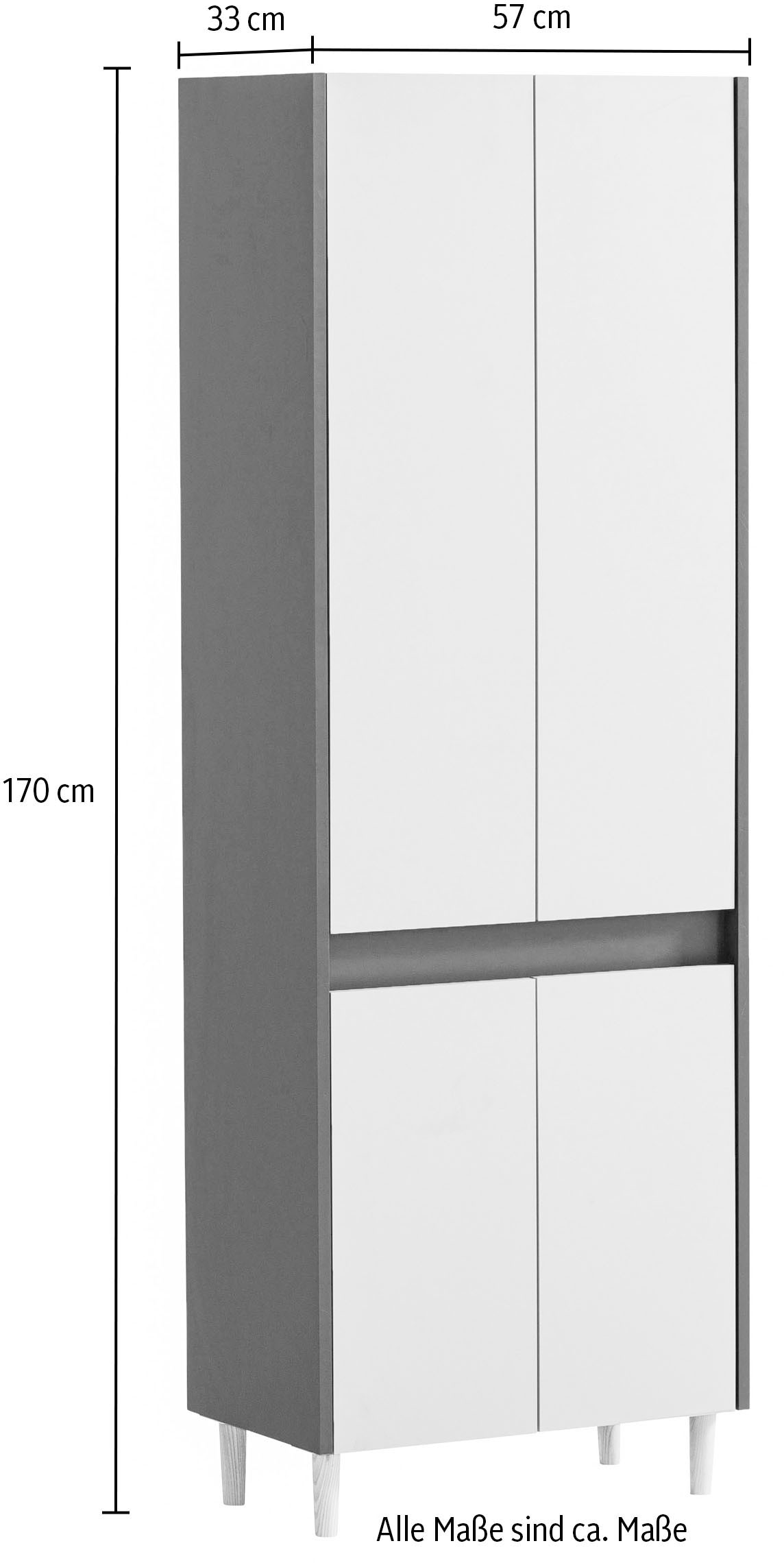 Schildmeyer Hochschrank »Lovis, Breite 56 cm«, Metallbeschläge, Möbelfüße aus Massivholz