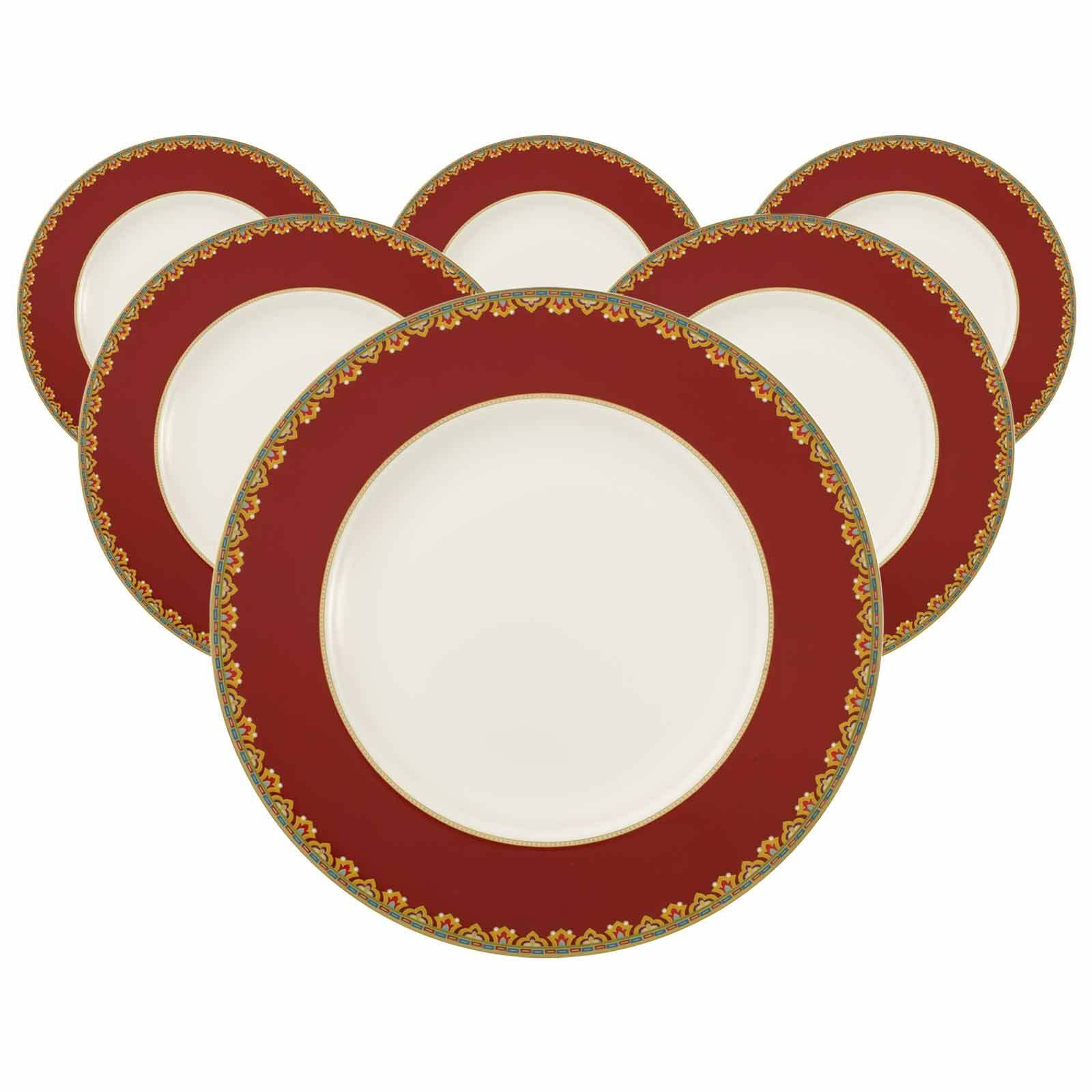 Villeroy & Boch Speiseteller "Speiseteller Samarkand Rubin ø 27,7 cm 6er Set bunt"