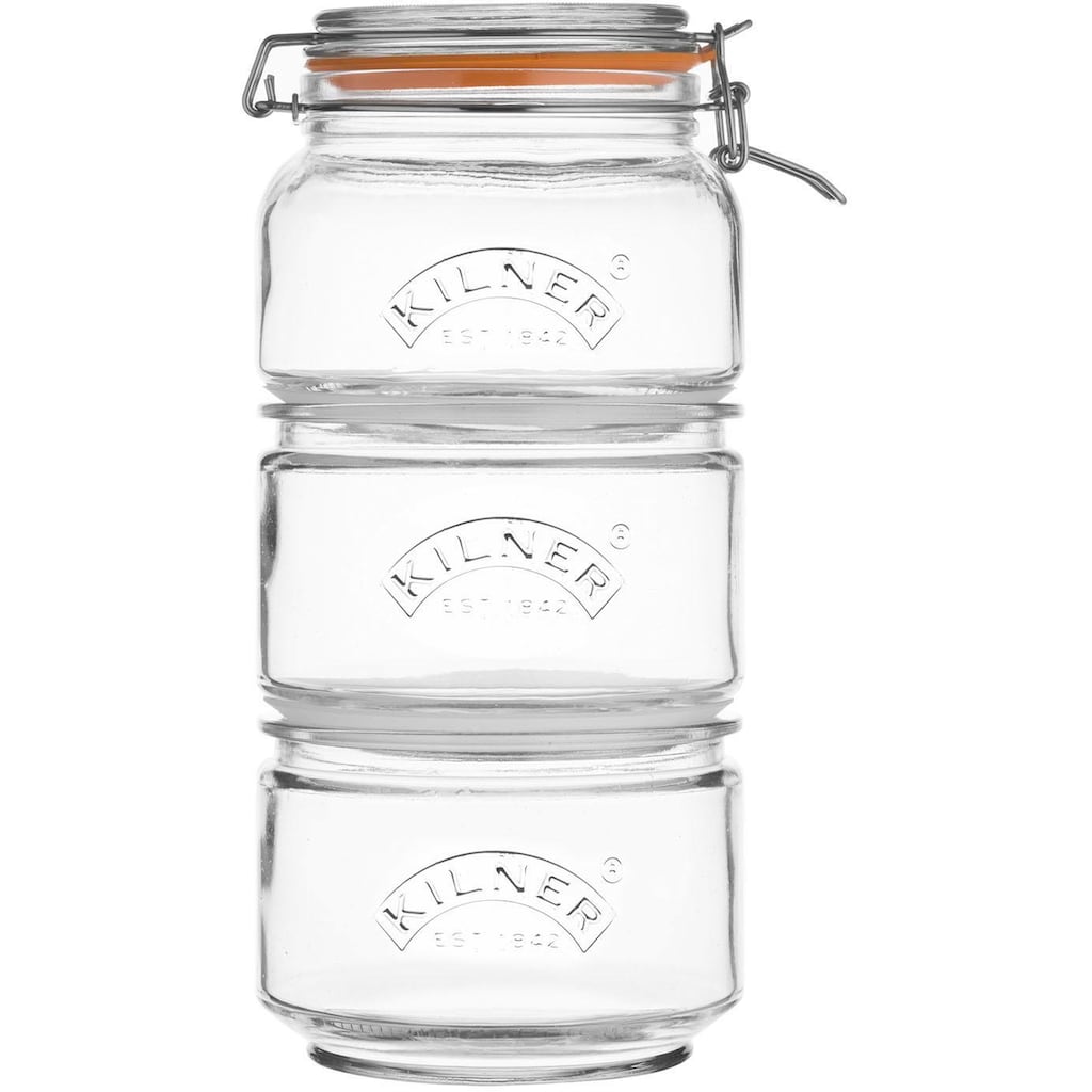 KILNER Vorratsglas, (Set, 3 tlg., 2 x 0,88Liter, 1 x 0,9 Liter)