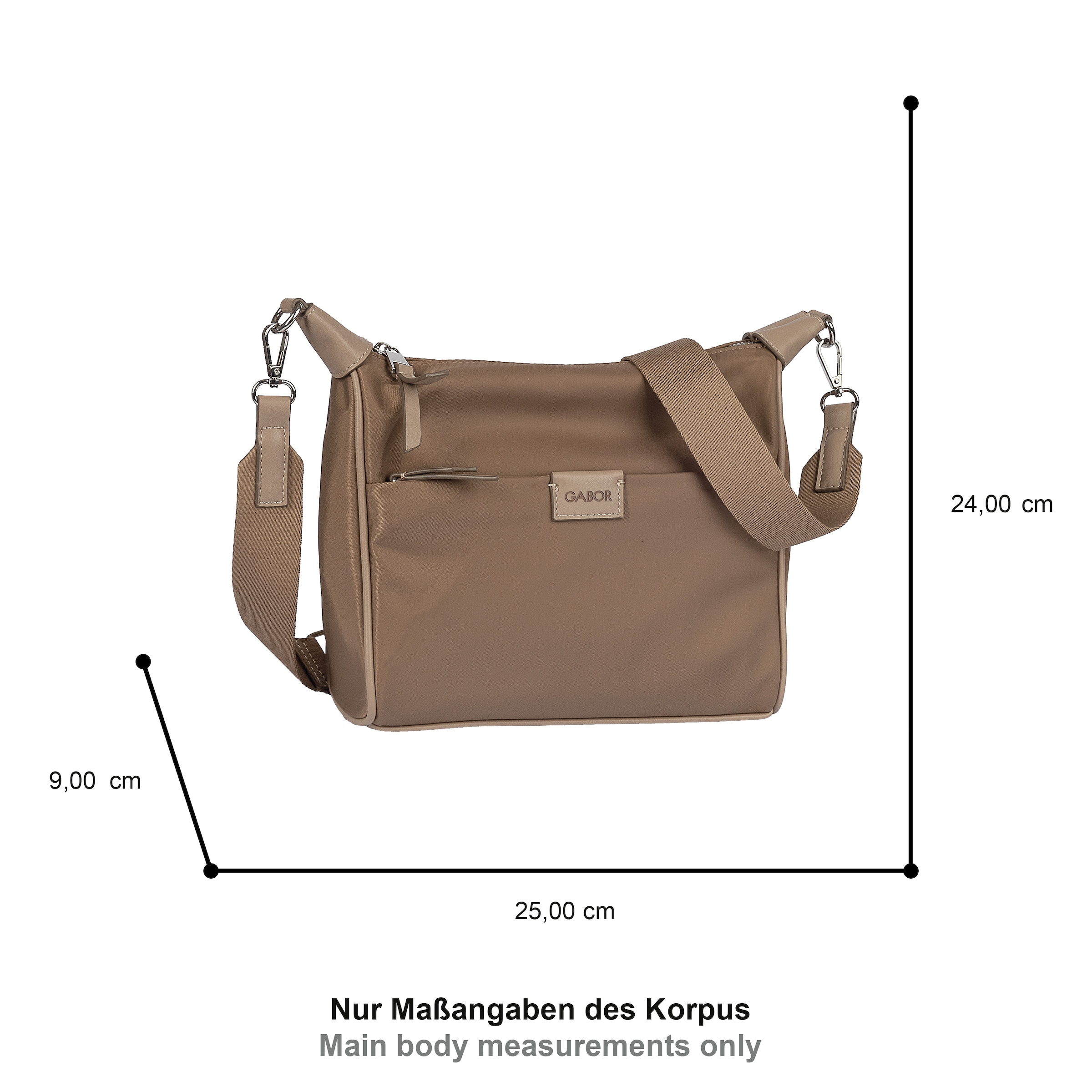 Gabor Umhängetasche »Brisa« Nylon trifft auf glattes Lederimitat mit Metallzipper & viel Stauraum