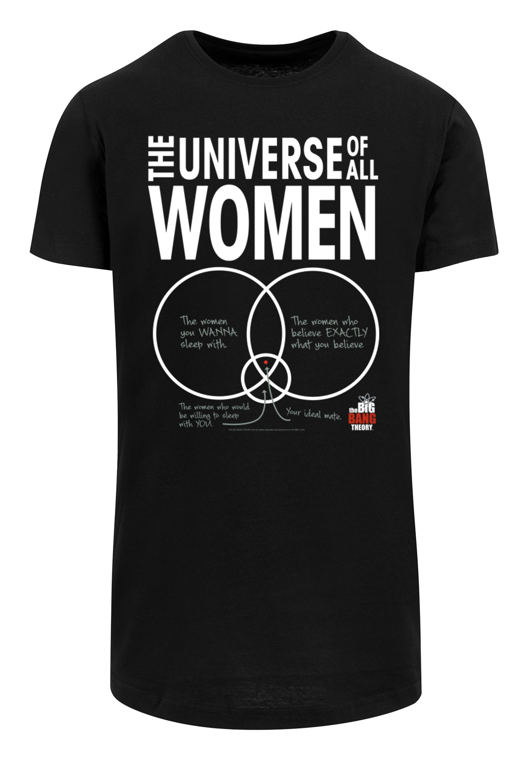 F4NT4STIC T-Shirt »Big Bang Theory The Universe Of All Women«, Herren,Premium Merch,Lang,Longshirt,Bedruckt