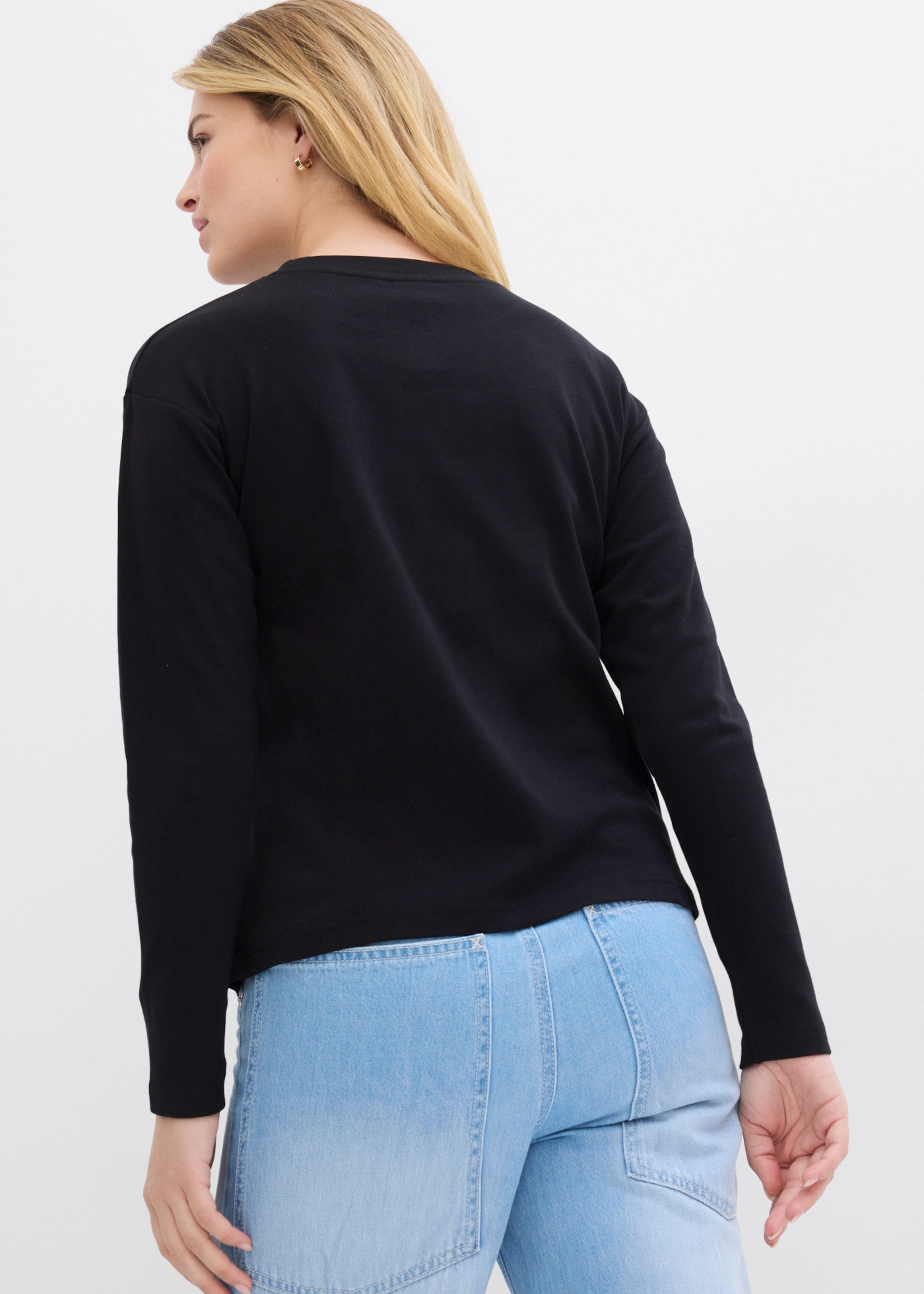 bonprix Langarmshirt aus schwerer Baumwolle, weiches Obermaterial