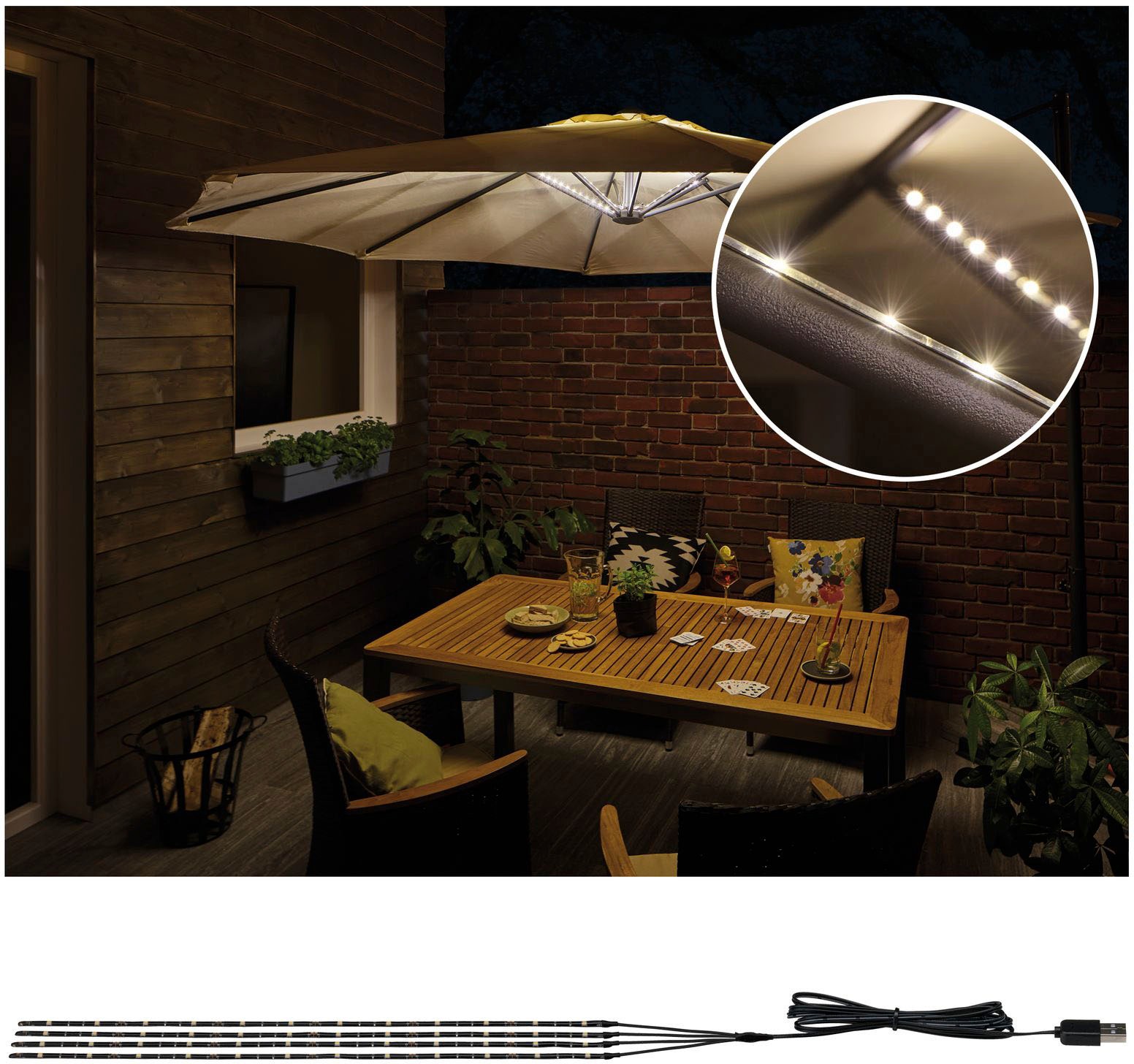 kaufen Schirmbeleuchtung Mobile 3000K LED-Lichterkette 4x0,4m«, St.-flammig, »Outdoor Parasol 4 Paulmann BAUR | light