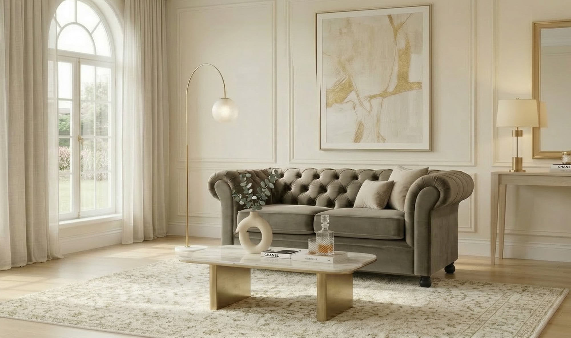 Home affaire 2-Sitzer "BRONNOY Chesterfield Sofa mit aufwendiger Knopfheftung, Breite 152 cm" Sofa mit geschwungenen Armlehnen, Chesterfield-Optik, Glamour
