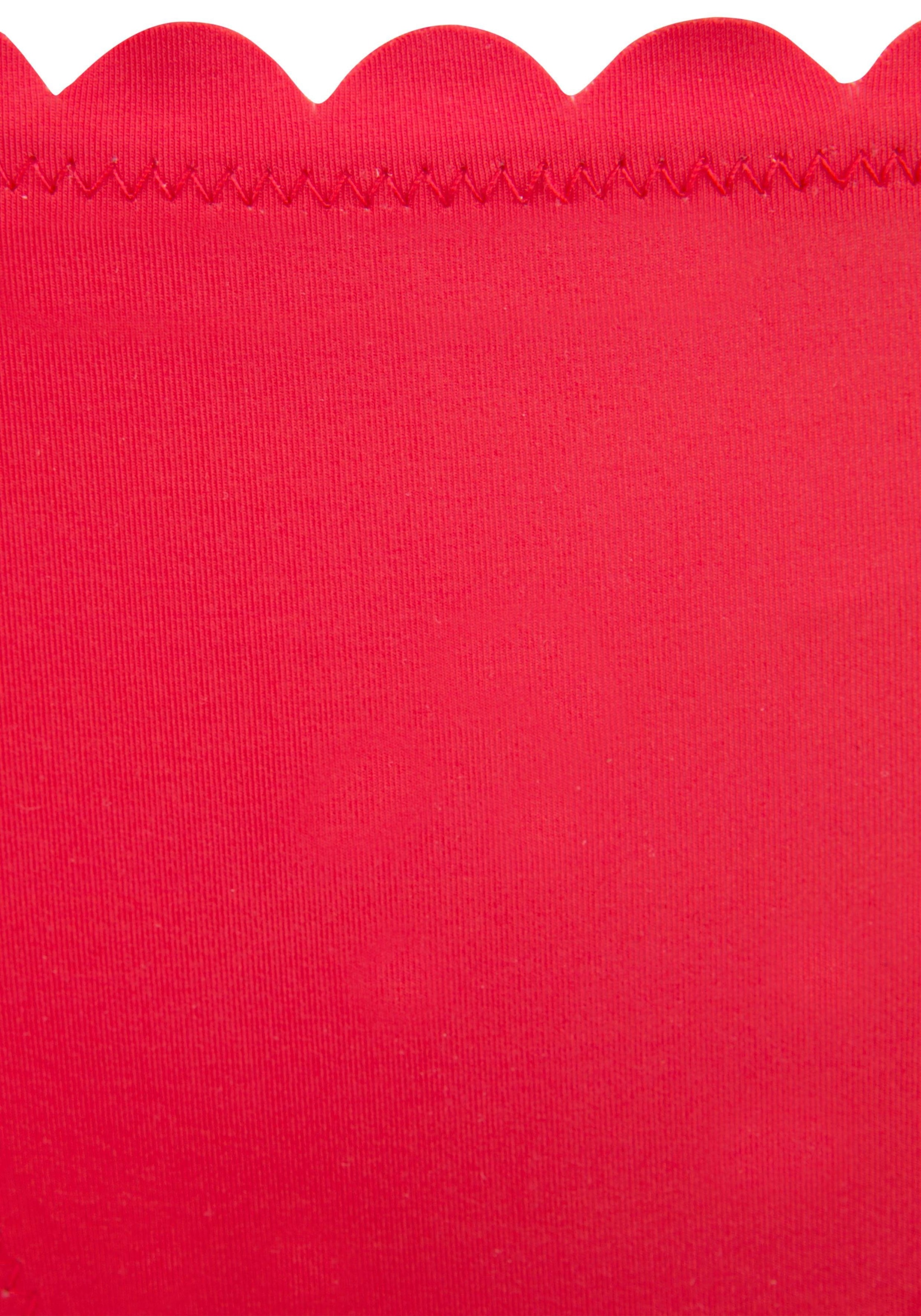 Bikini-Hose LASCANA "Scallop", Damen, Gr. 36, N-Gr, rot, Microfaser, Microfaser, unifarben, Badehosen Bikini-Hose, in knapper Brasilien-Form 3