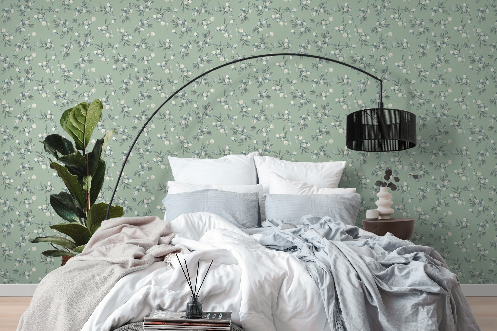 A.S. Création Vliestapete "Pure Elegance Blumen-Tapete Mustertapete Blümchen Blattmuster" leicht glänzend glatt Vliestapete floral für Schlafzimmer Küche Wohnzimmer Blumen Design