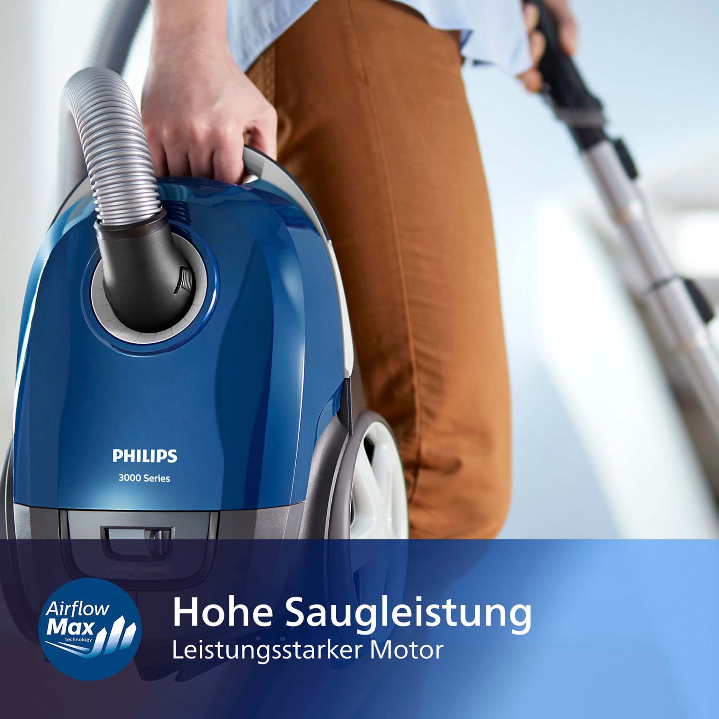 Philips Bodenstaubsauger »XD3110/09 3000 Serie«, 900 W, mit Beutel, Allergiefilter, mit 3 l Fassungsvermögen und TriActive-Düse