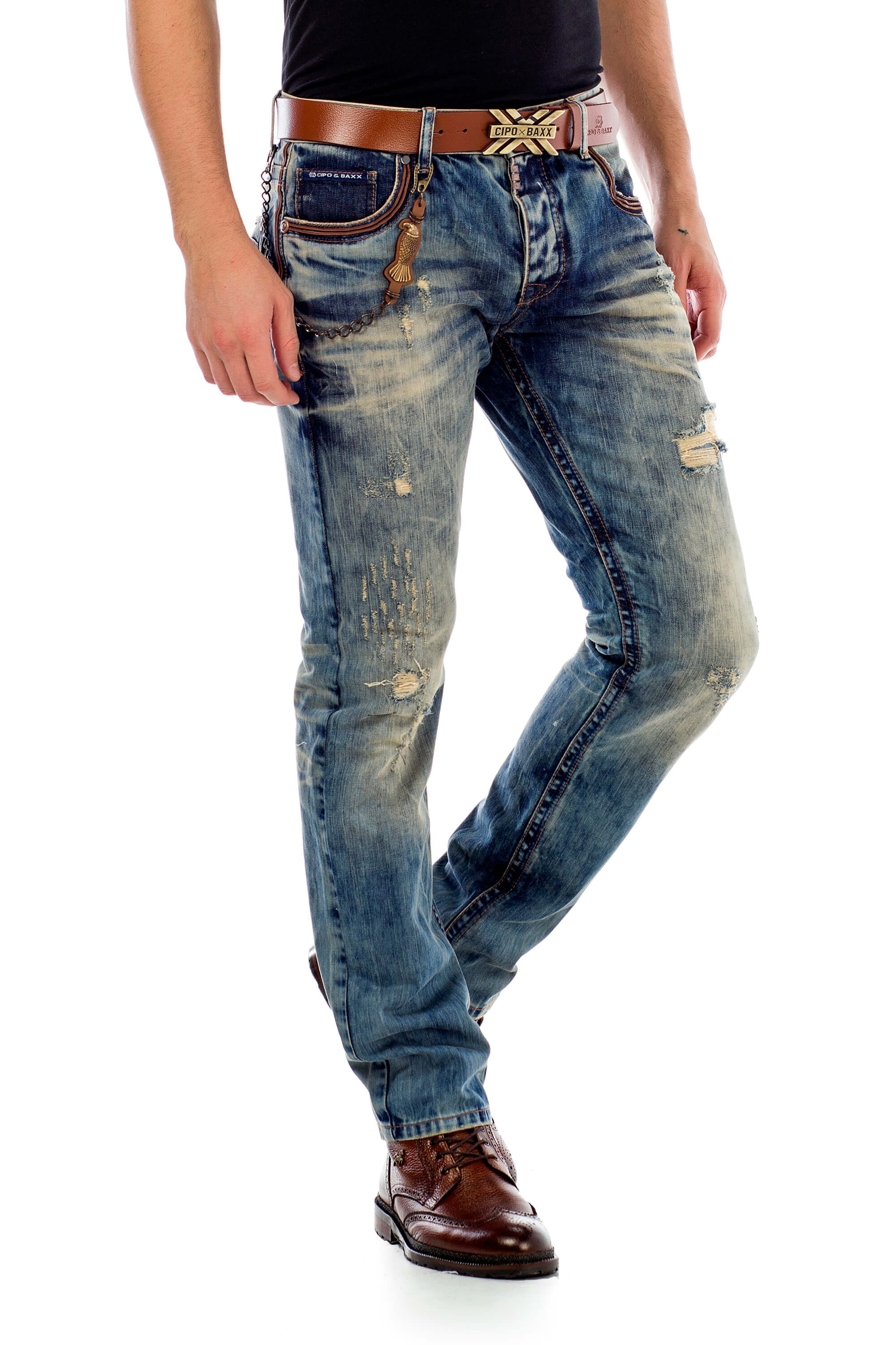 Cipo & Baxx Bequeme Jeans, in coolem Used-Look in Straight Fit