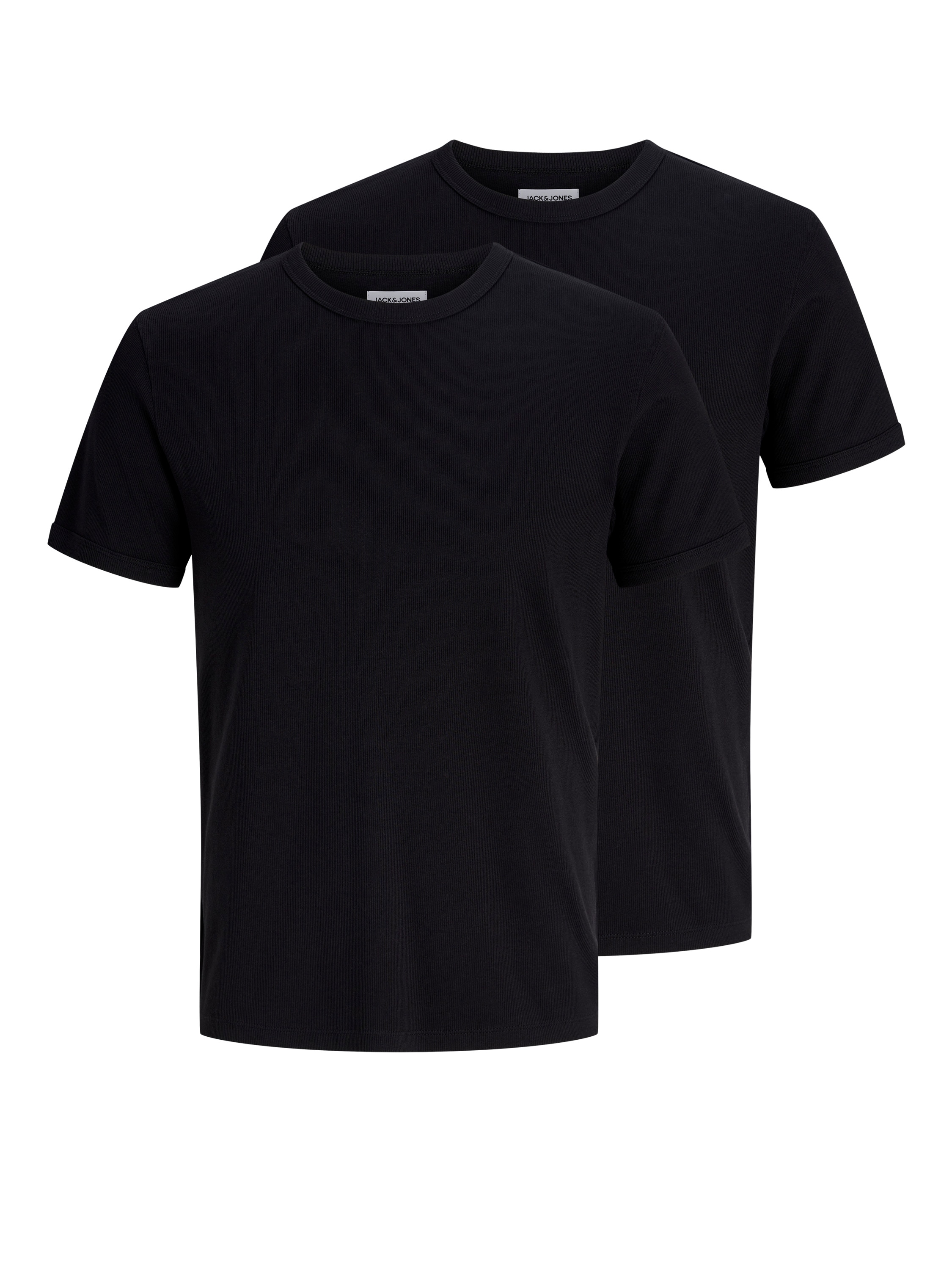 Jack & Jones Rundhalsshirt "JJEORGANIC RIB TEE SS CREW NECK 2PK MP" Packung, 2 Baumwollmischung, slim fit