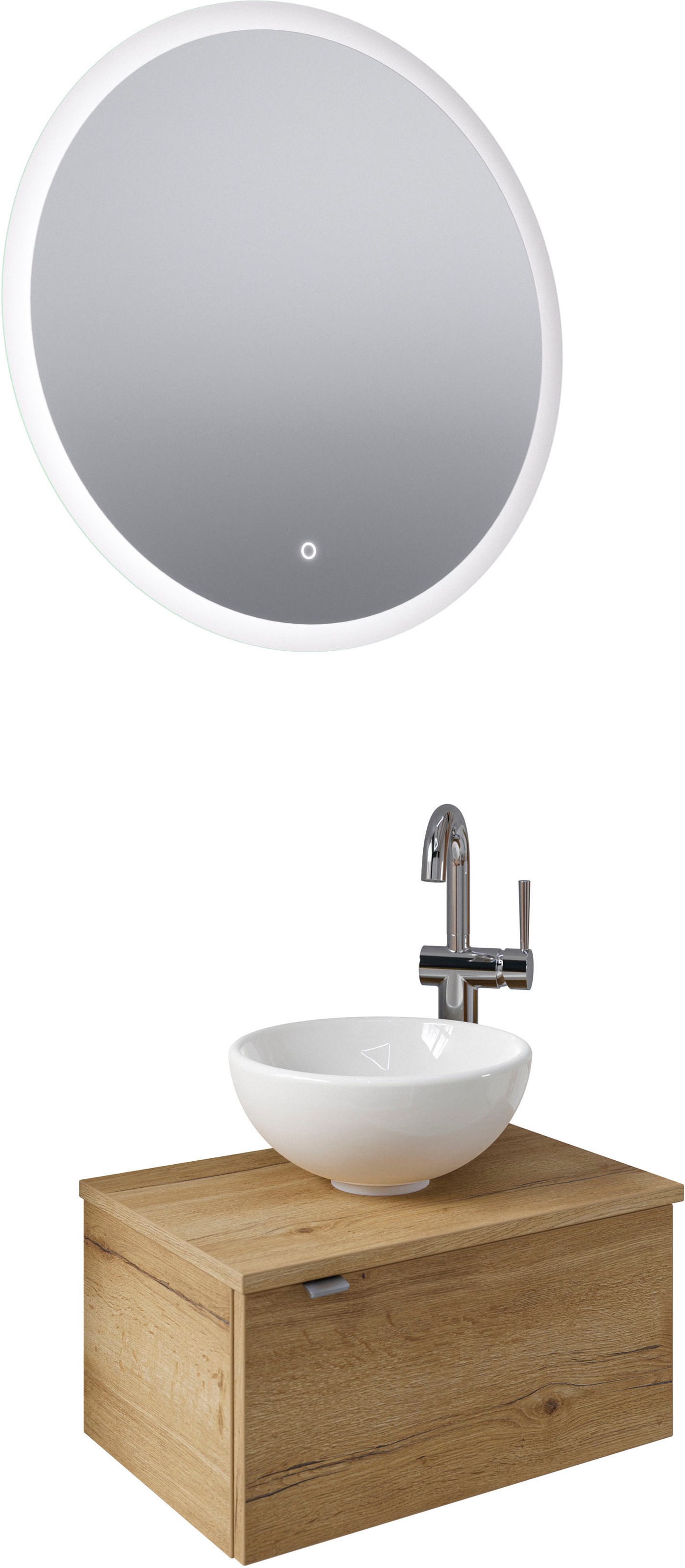Saphir Badmöbel-Set »Serie 6915«, (4 St.), Gäste-Bad, mit LED-Spiegel und 1 Tür