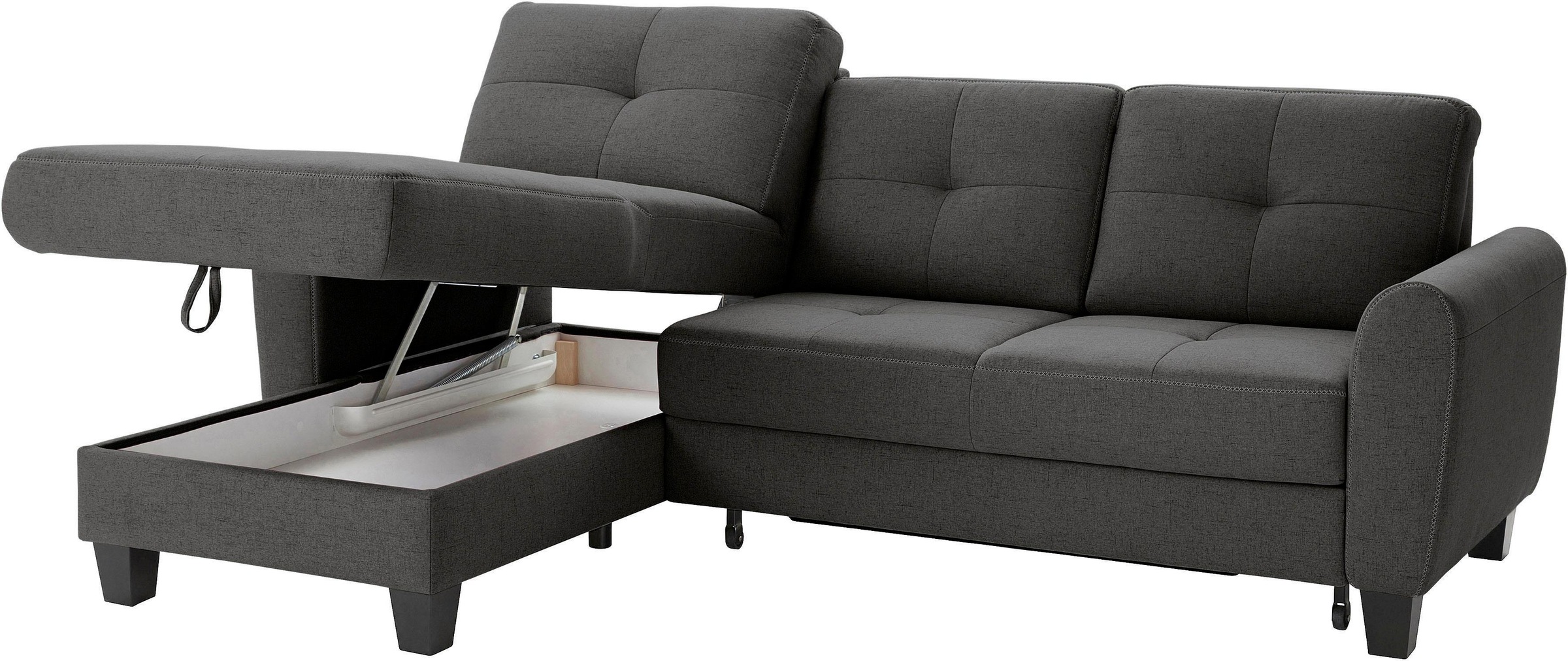 sit&more Ecksofa »Varese L-Form«, mit Federkern, wahlweise mit Bettfunktion und Stauraum