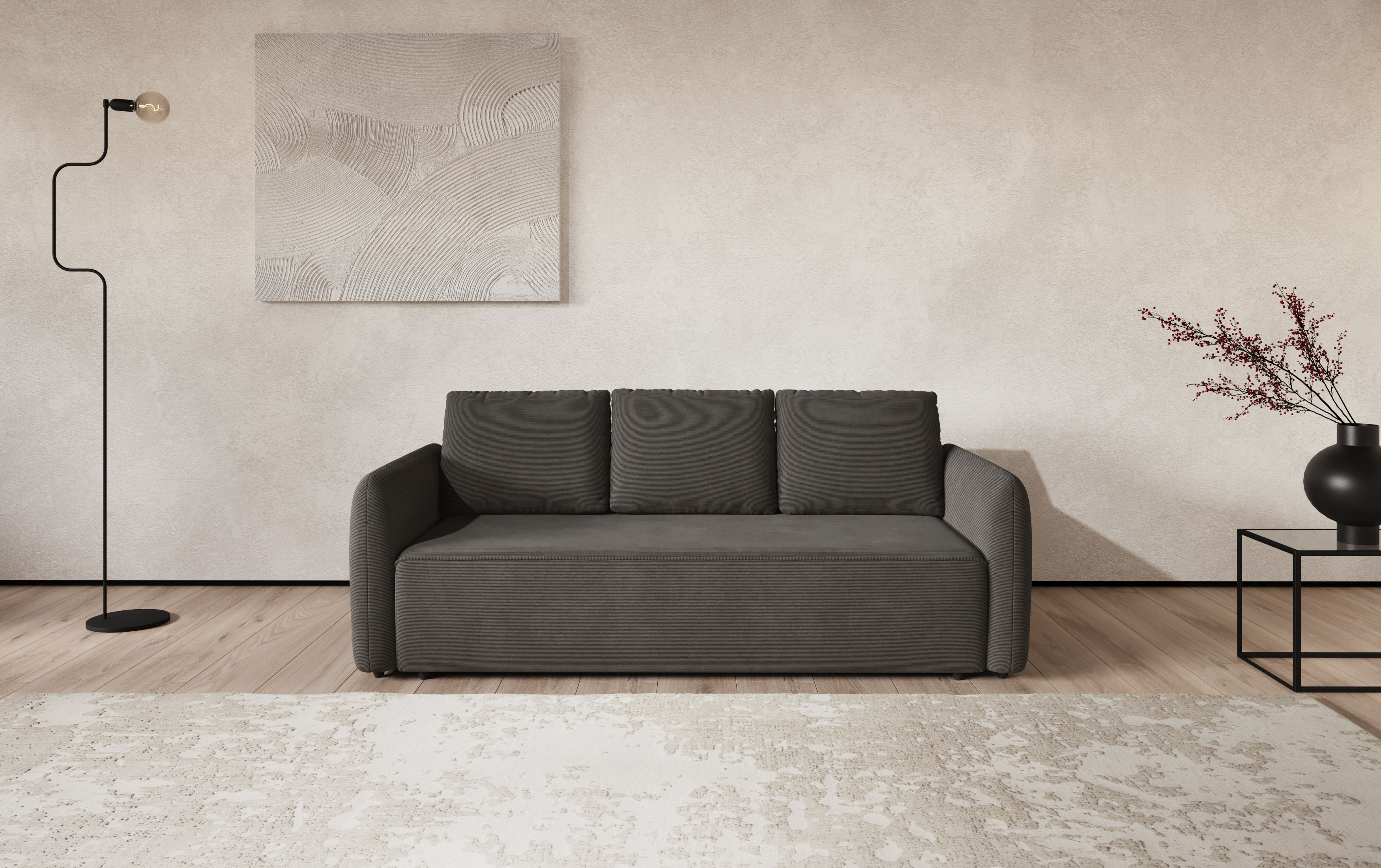 COTTA Big-Sofa "Megasofa, Flow, Breite 222 cm, opt. Schlaffunktion" bequeme Wellenunterfederung mit PU Schaum, Liegefl. 190x145cm
