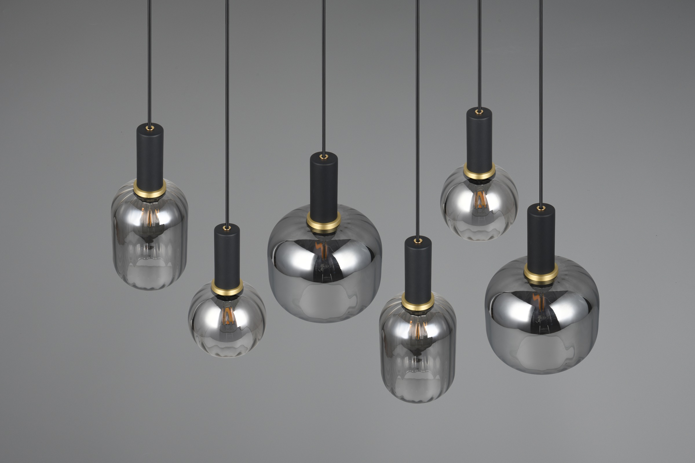 TRIO Leuchten Pendelleuchte »DIVA, E27 Hängelampe 6-flammig mit Glasschirm, exkl 6xE27 max 10W«, 6 flammig, Leuchtmittel E27 | Leuchtmittel wechselbar, höhenverstellbar bis max 150cm Hängeleuchte 92x35 cm Wohnzimmer Küche