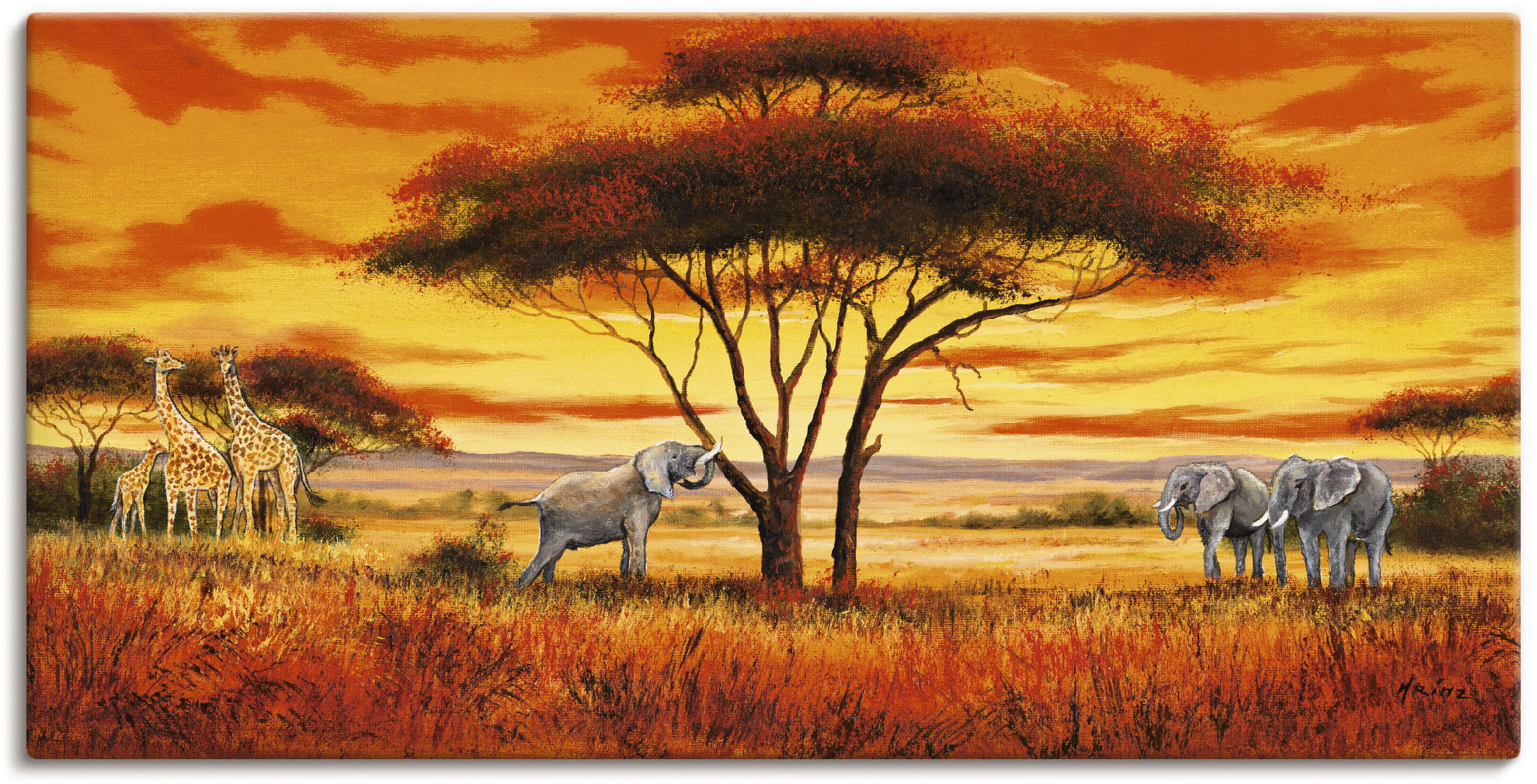 Artland Leinwandbild "Afrikanische Landschaft II" Afrika 1 Stk. tlg. auf Holzrahmen gespannt