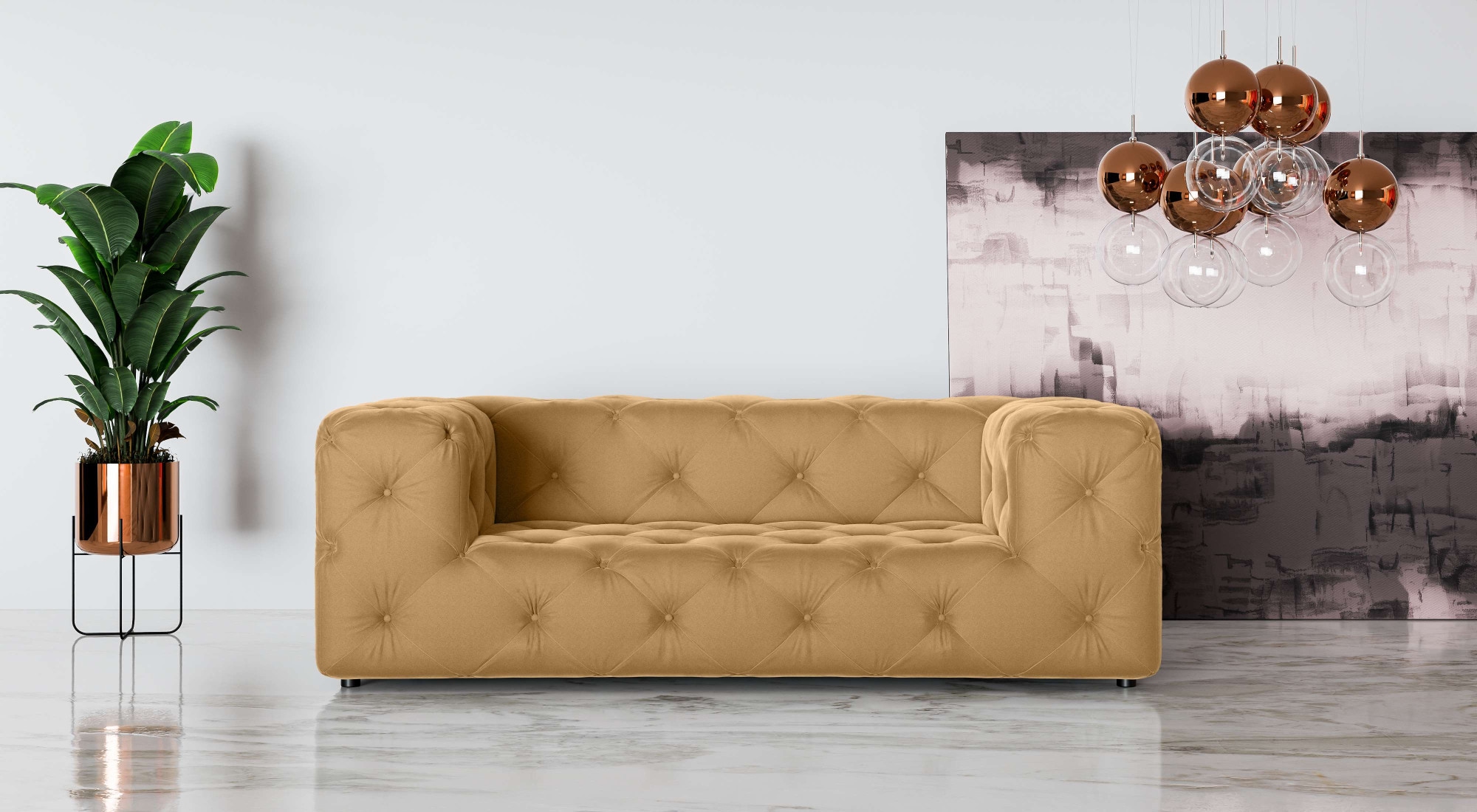 Places of Style 2-Sitzer »FOLLINA«, 2-Sitzer Sofa mit klassischer Chesterfield-Knopfheftung