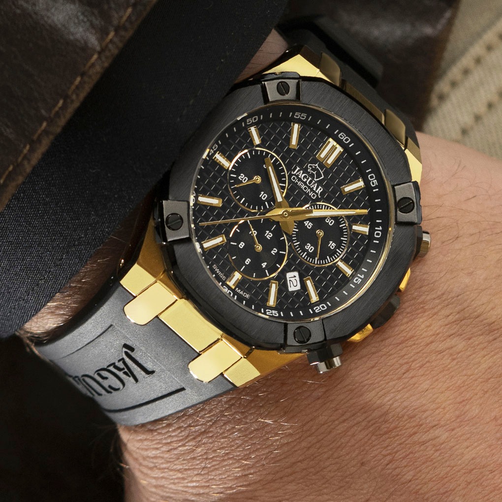 Jaguar Chronograph »Diplomatic«, Quarzuhr, Armbanduhr, Herrenuhr,Swiss Made,Stoppfunktion,Kautschukband