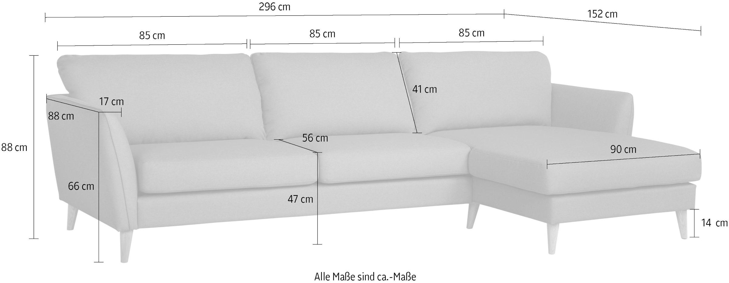 Home affaire Ecksofa »Meersburg, L-Form,«, mit Holzfüßen