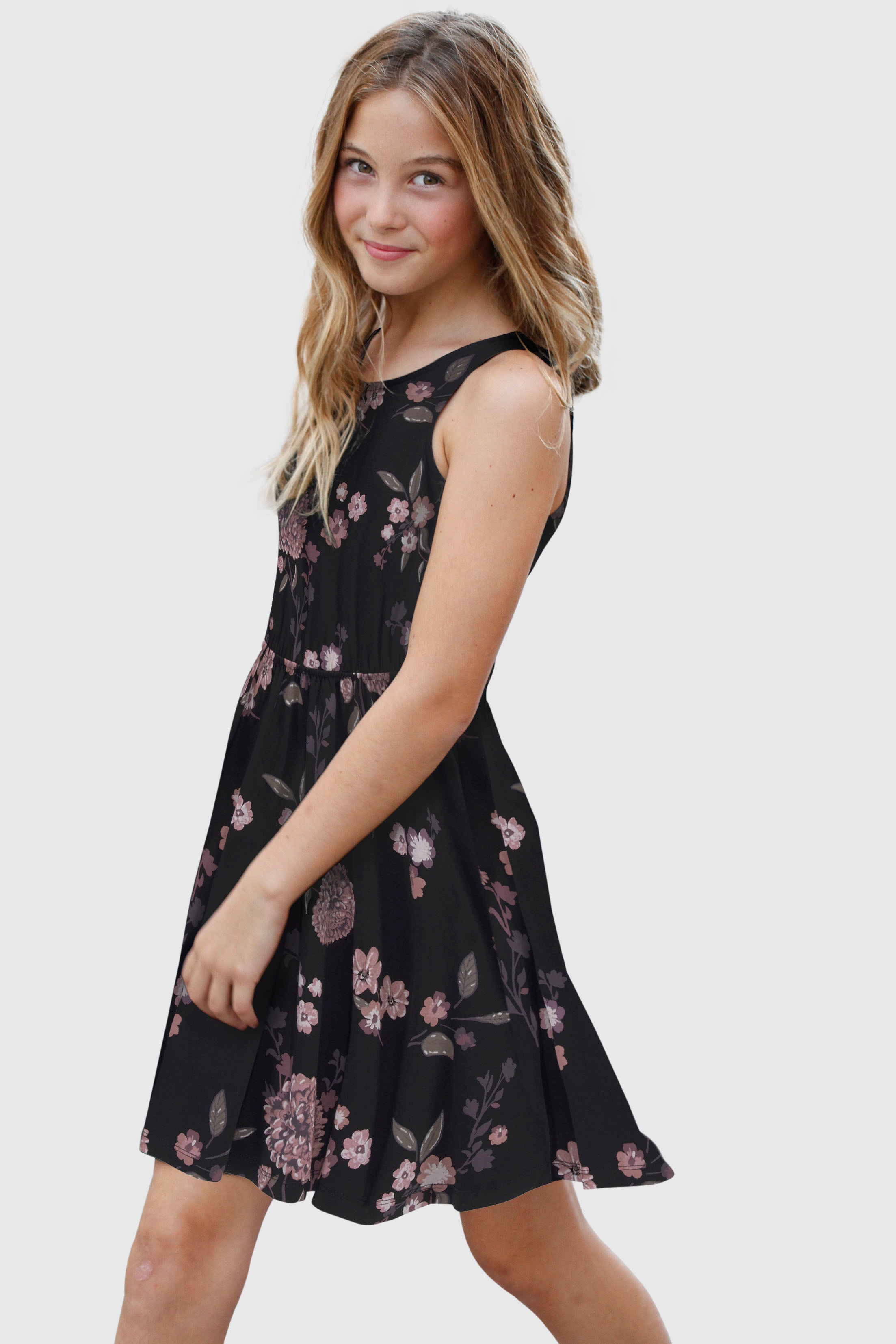 KIDSWORLD Jerseykleid "Trägerkleid mit Blumenmuster" festliche Anlässe, ärmelloses Kleid