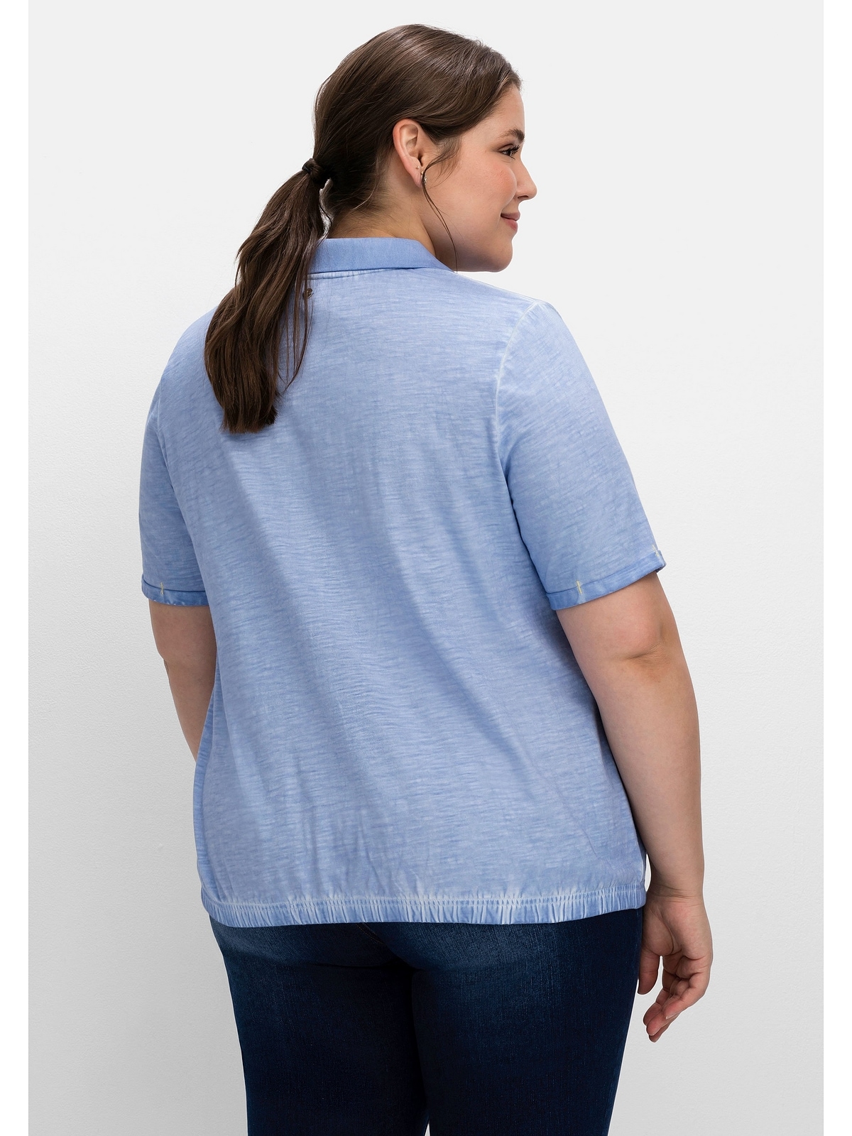 Sheego T-Shirt »Große Größen«, mit Polokragen, im Used-Look kaufen | BAUR
