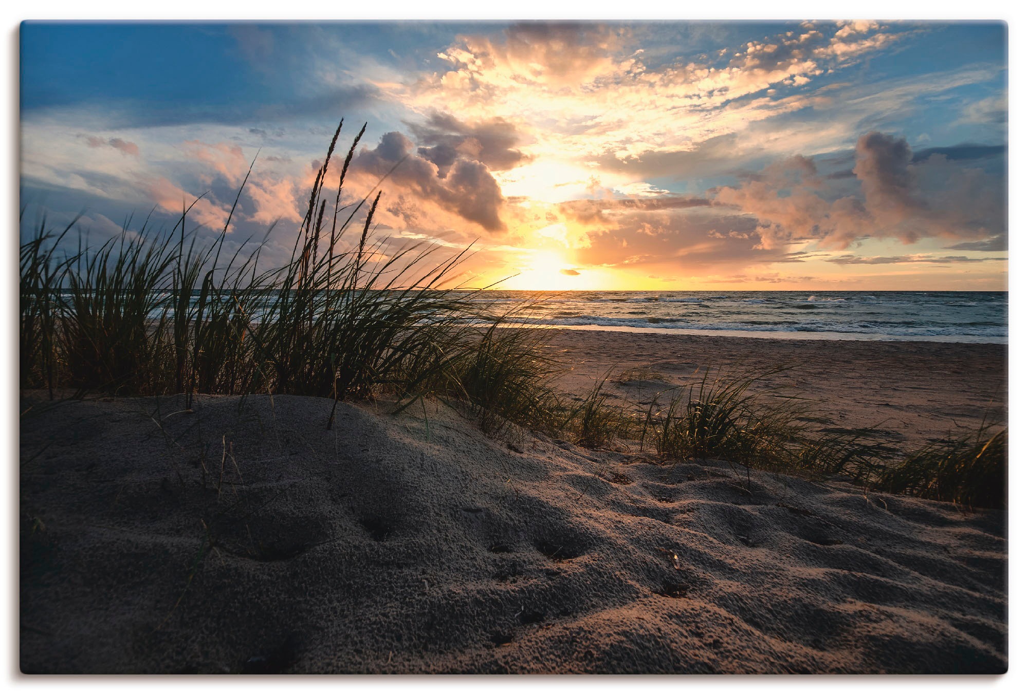Artland Wandbild Größen an Alubild, (1 BAUR versch. Ostsee«, | Poster St.), als oder der Strand, kaufen »Sonnenuntergang in Leinwandbild, Wandaufkleber