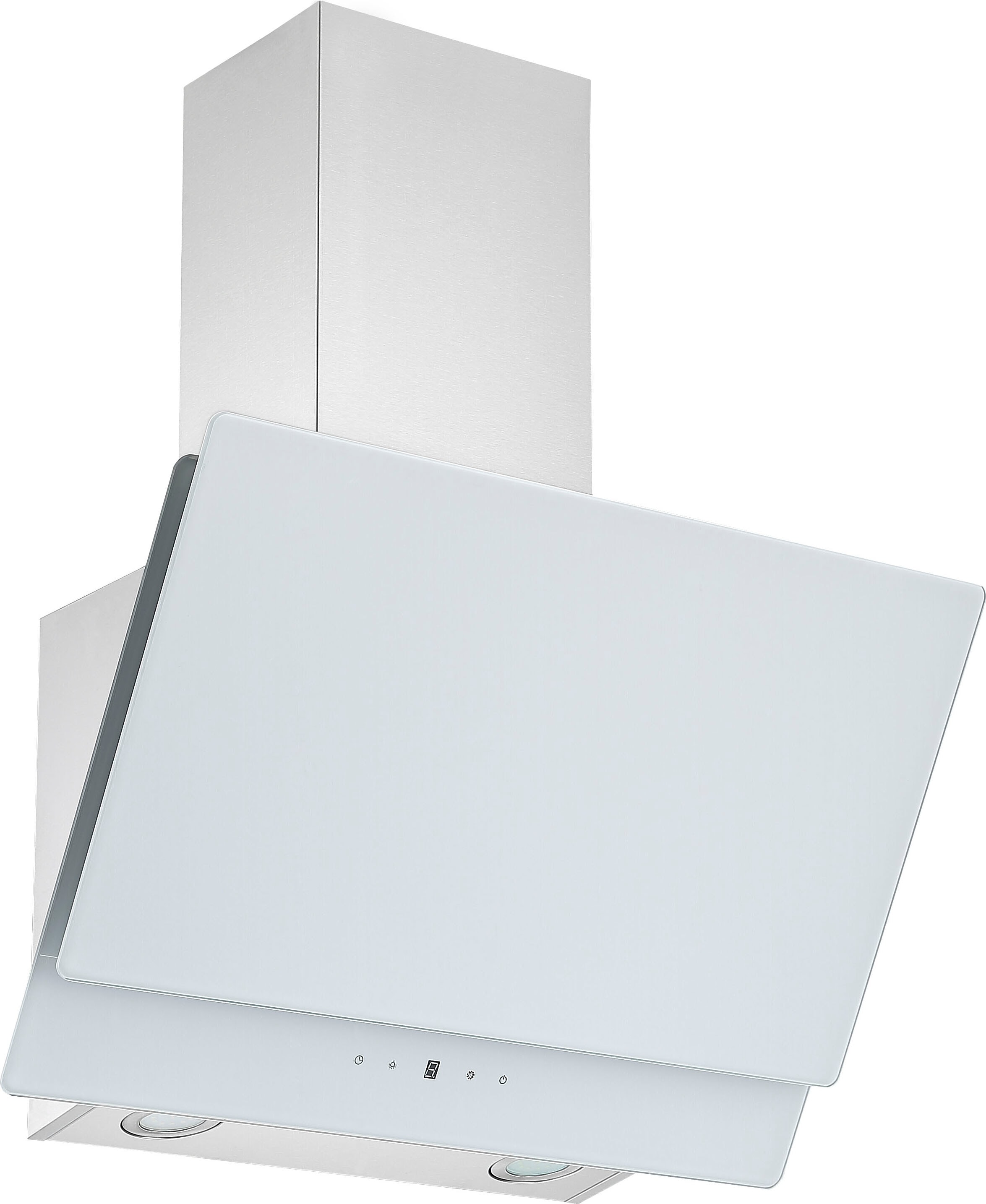 RESPEKTA Kopffreihaube "CH 77060", B:60cm H:74,3cm T:35,1cm, silber, Dunstabzugshauben, 60 cm, 3 Leistungsstufen, LED-Beleuchtung, Ab- und Umluftfähig