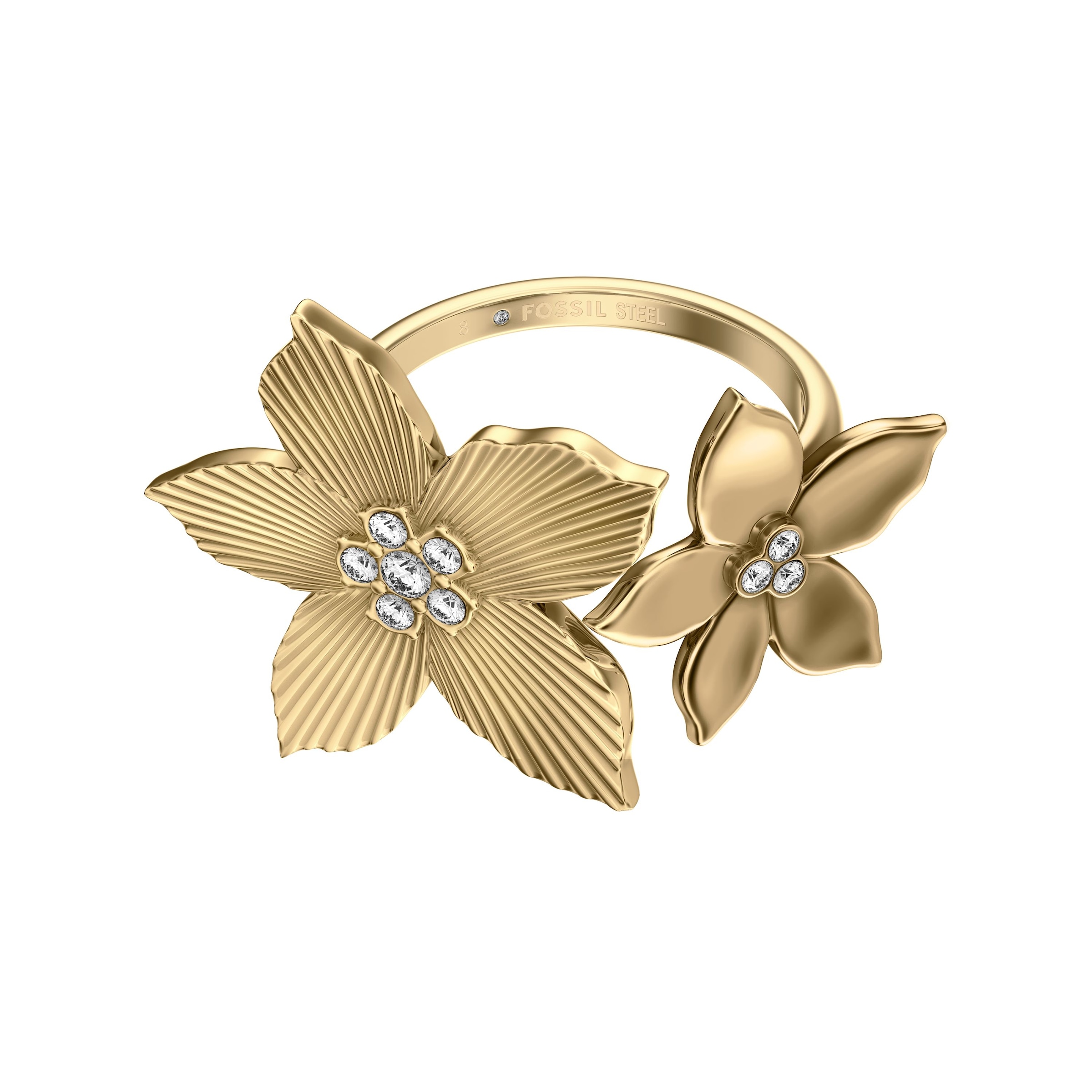Fossil Fingerring »Schmuck Geschenk Edelsthal Ring Blume Sutton« mit Glasstein
