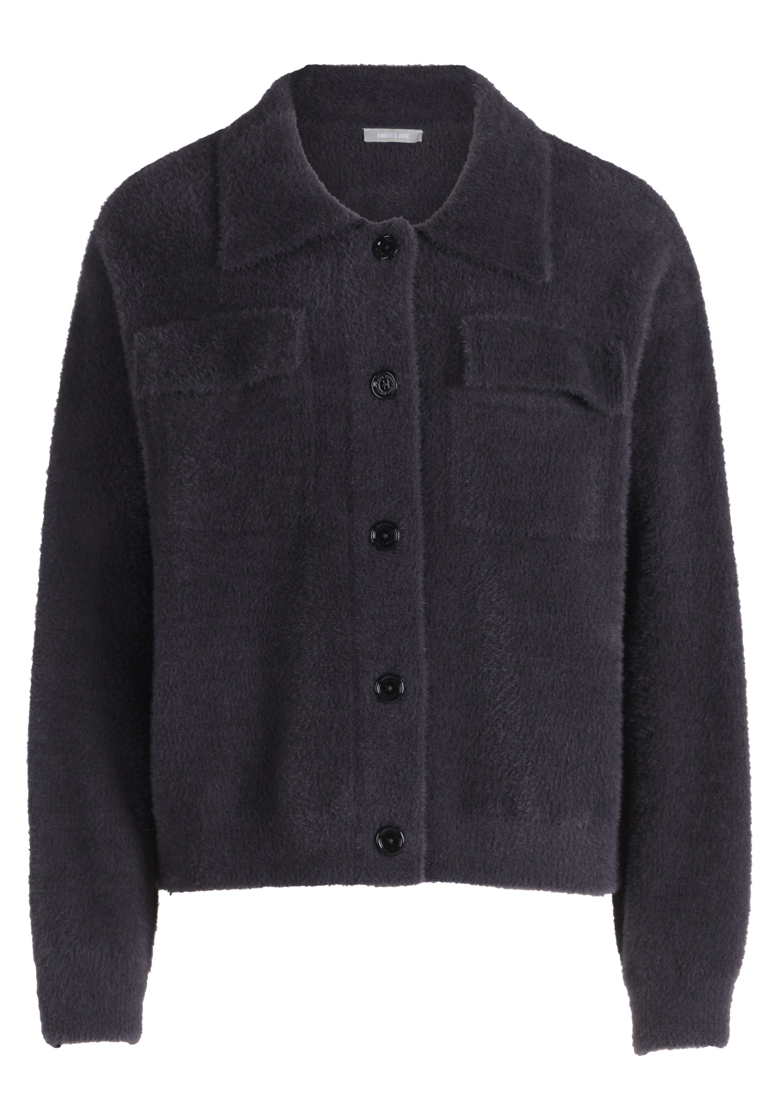 Amber & June Strickjacke »Amber & June Winter-Strickjacke mit aufgesetzter Brusttasche«, Taschen