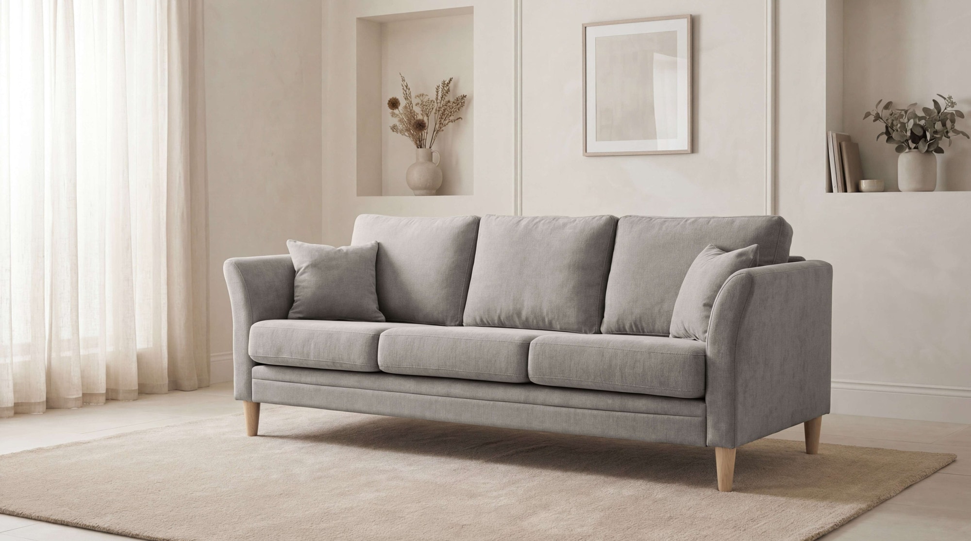 OTTO home 3-Sitzer "Arellano, Breite 217 cm" klassisches Design, 2 Zierkissen inklusive, Webstoff fein, Chenille