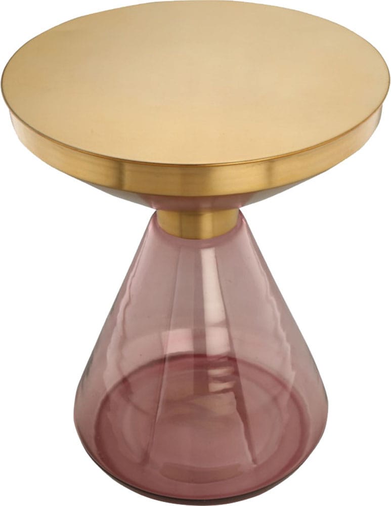 Kayoom Beistelltisch »Roman 325, mundgeblasener Glaskorpus«, (1 St.), mundgeblasener Glaskorpus, Retro-Design, goldene Metall-Tischplatte