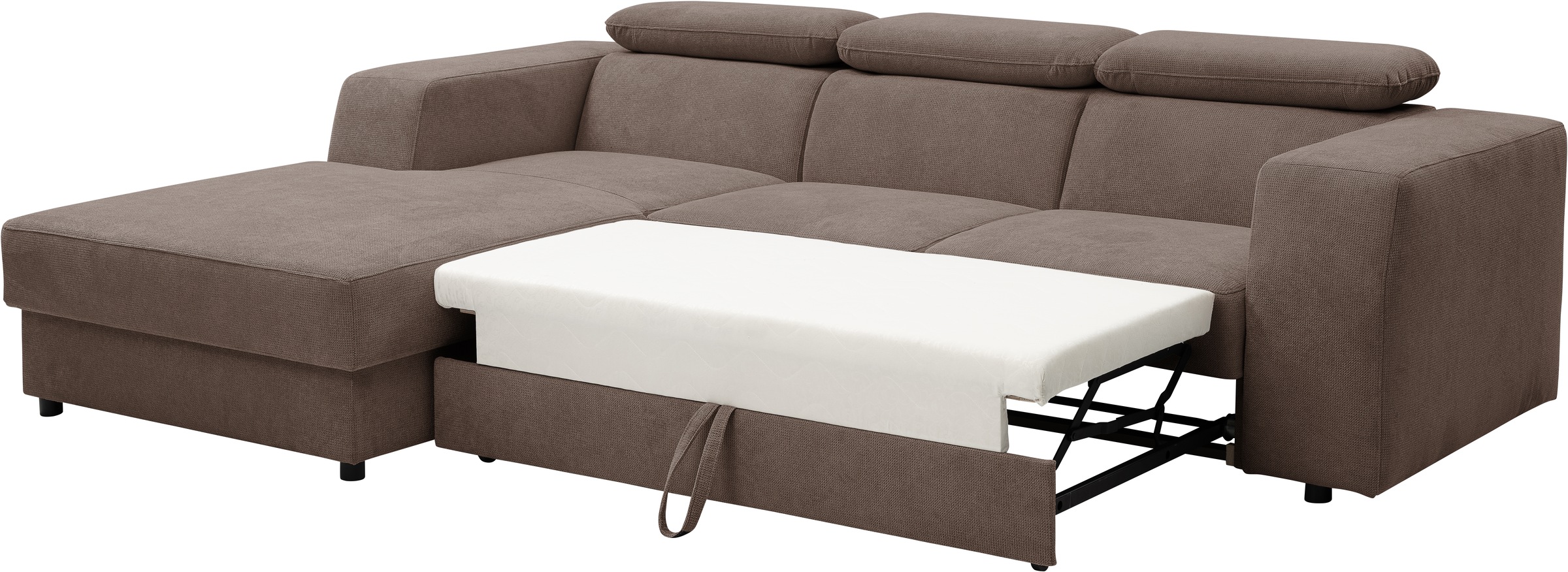 WERK2 Ecksofa »Cherry, modernes Sofa mit Komfortfunktionen, Breite 270cm, L-Form,«, bequem, mit verstellbaren Kopfteilen, Schlaffunktion und Bettkasten
