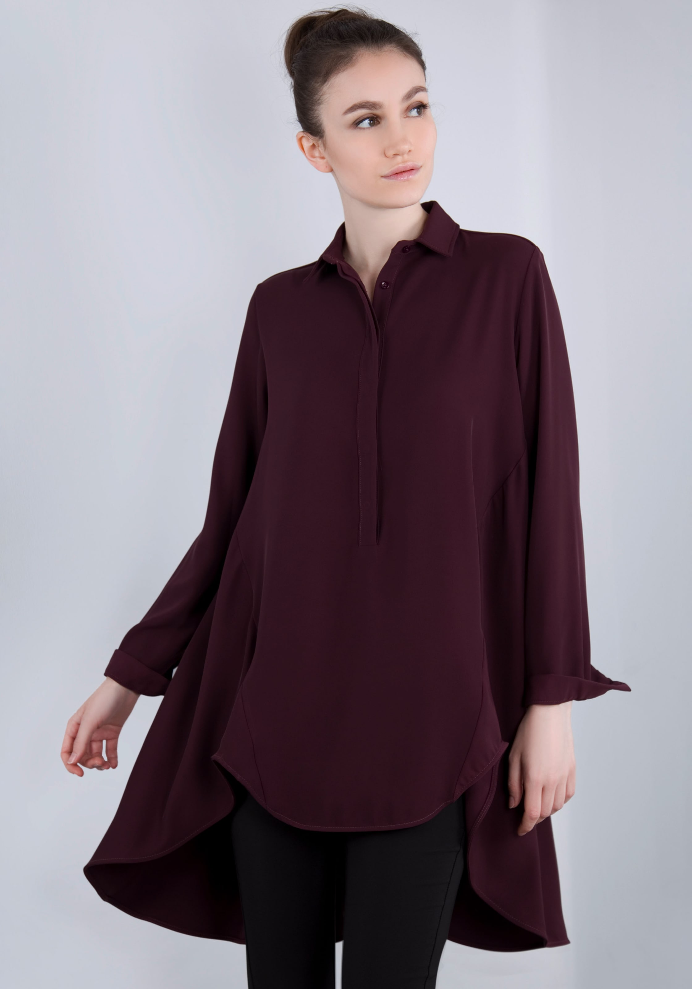 Longbluse, in knitterarmer Qualität mit Stretch