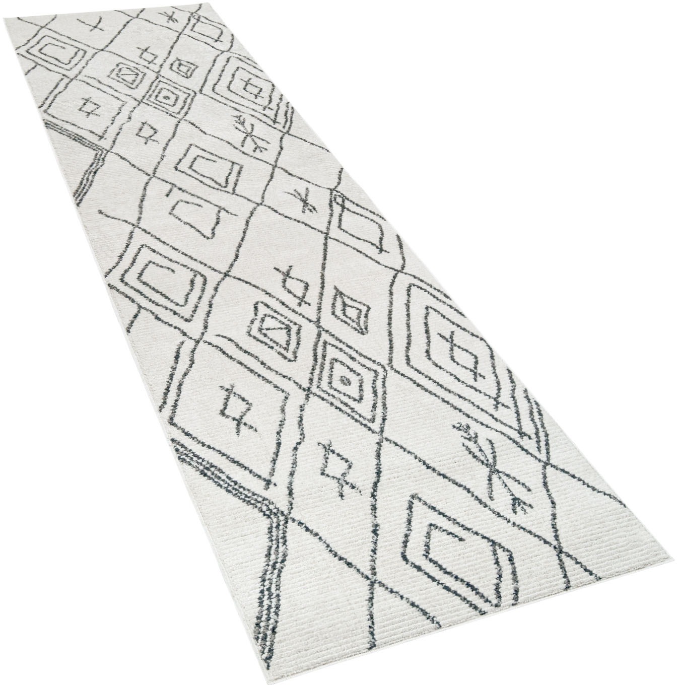 Paco Home Läufer »Battal 826«, rechteckig, 8 mm Höhe, Teppich-Läufer, Kurzflor, Scandi Design, Rauten Muster