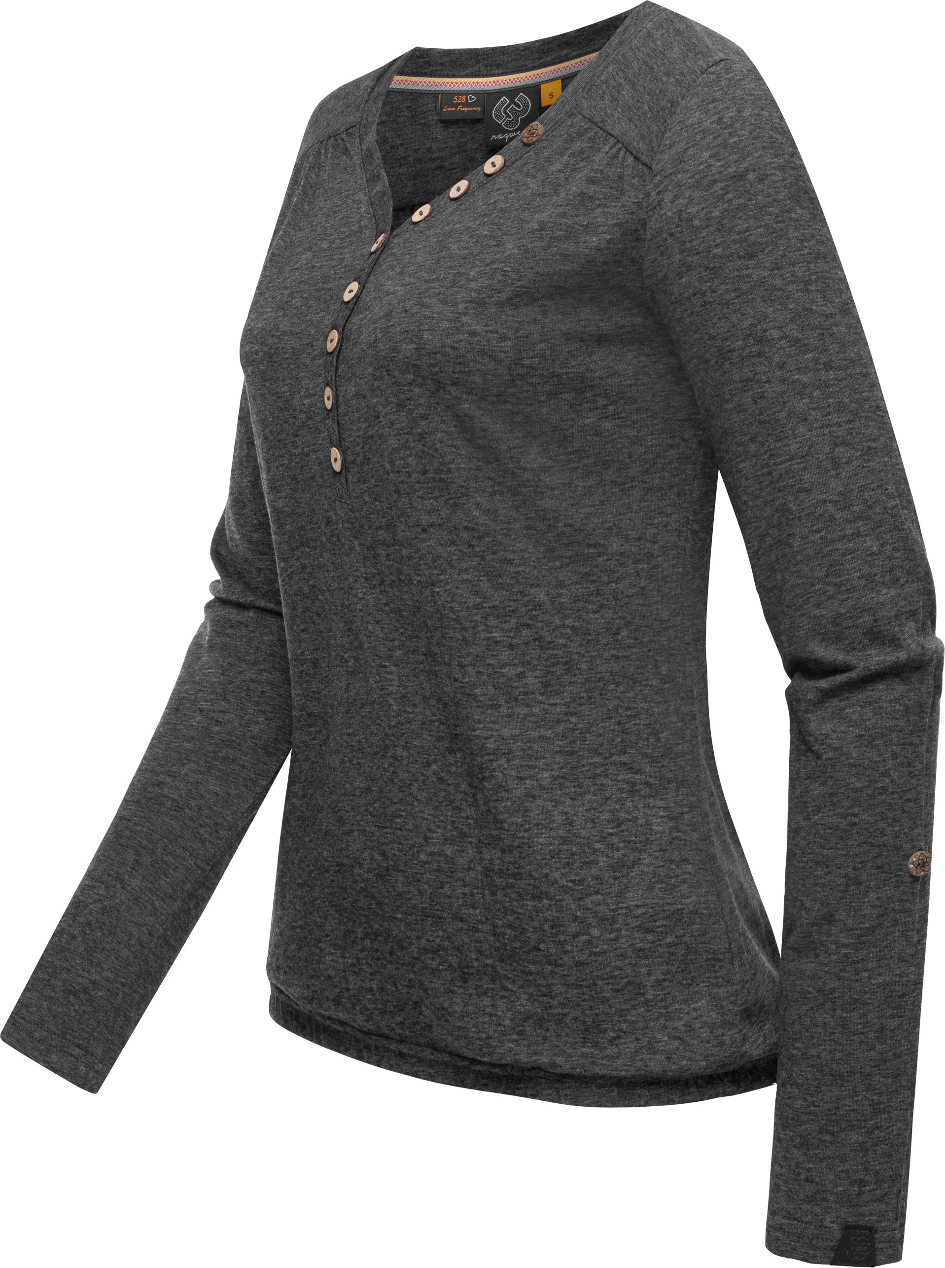 BAUR Langarmshirt bestellen mit Damen Longsleeve | Melange«, »Pinchi Ragwear Knöpfen für Stylisches