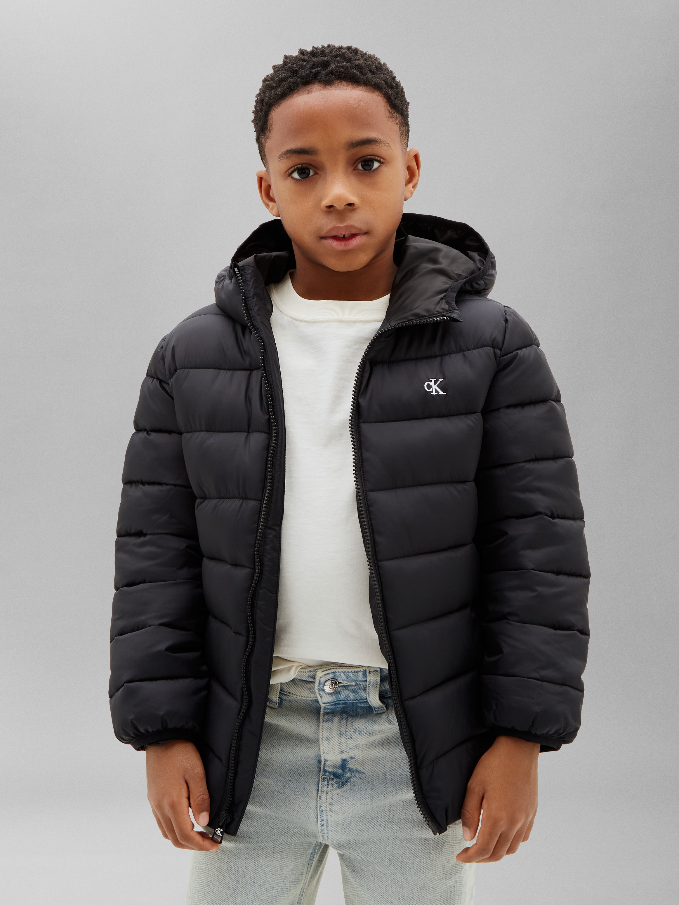 Calvin Klein Jeans Steppjacke mit Kapuze Regular Fit, Logostickerei