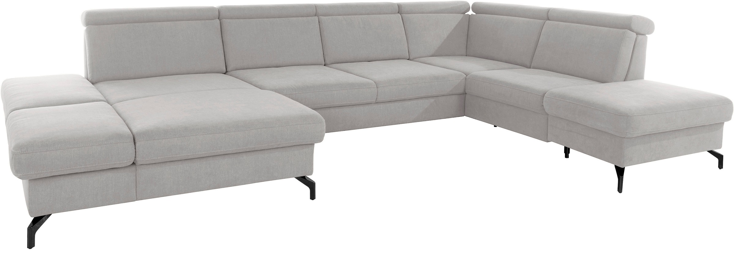 sit&more Wohnlandschaft »Brisbane U-Form«, Fußhöhe 12 cm, inklusive Sitztiefen-, Armteil- und Kopfteilverstellung