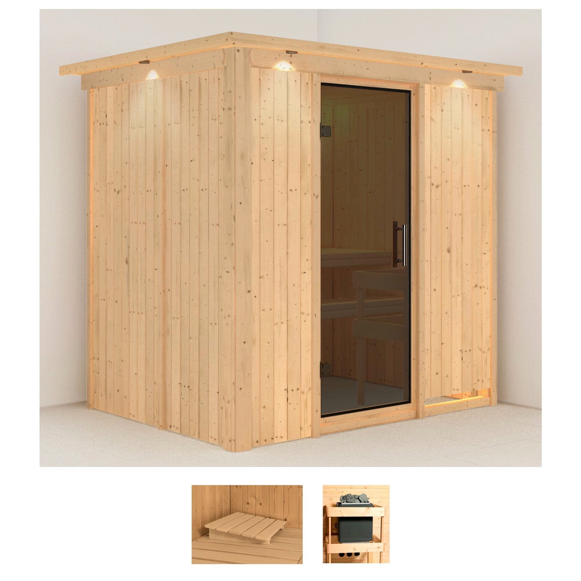 Karibu Sauna "Bedine" Set, ohne Ofen