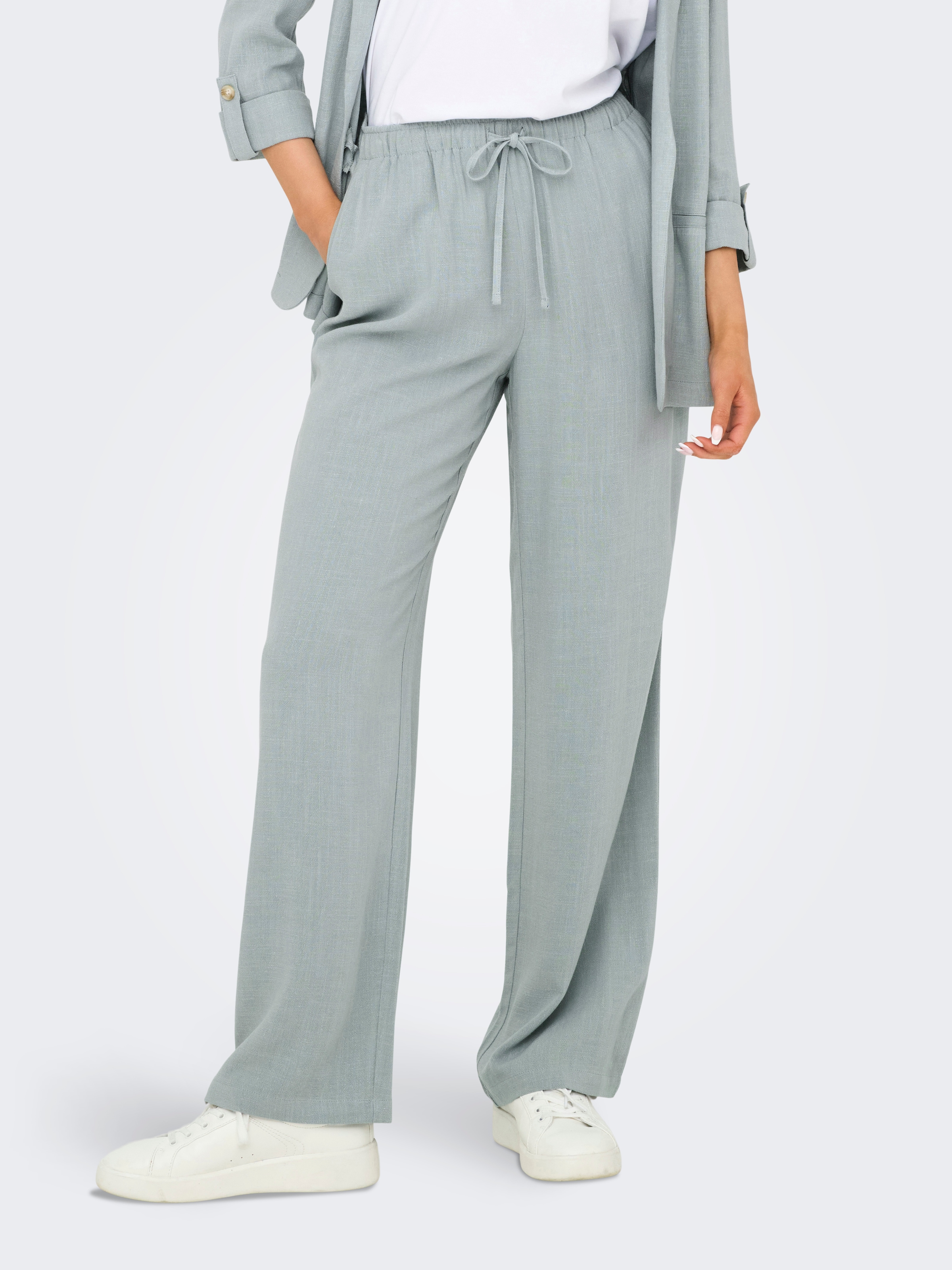 ONLY Schlupfhose "ONLSIESTA MW PULL-UP LINEN BL PNT NOOS" Sommerhose mit Le günstig online kaufen