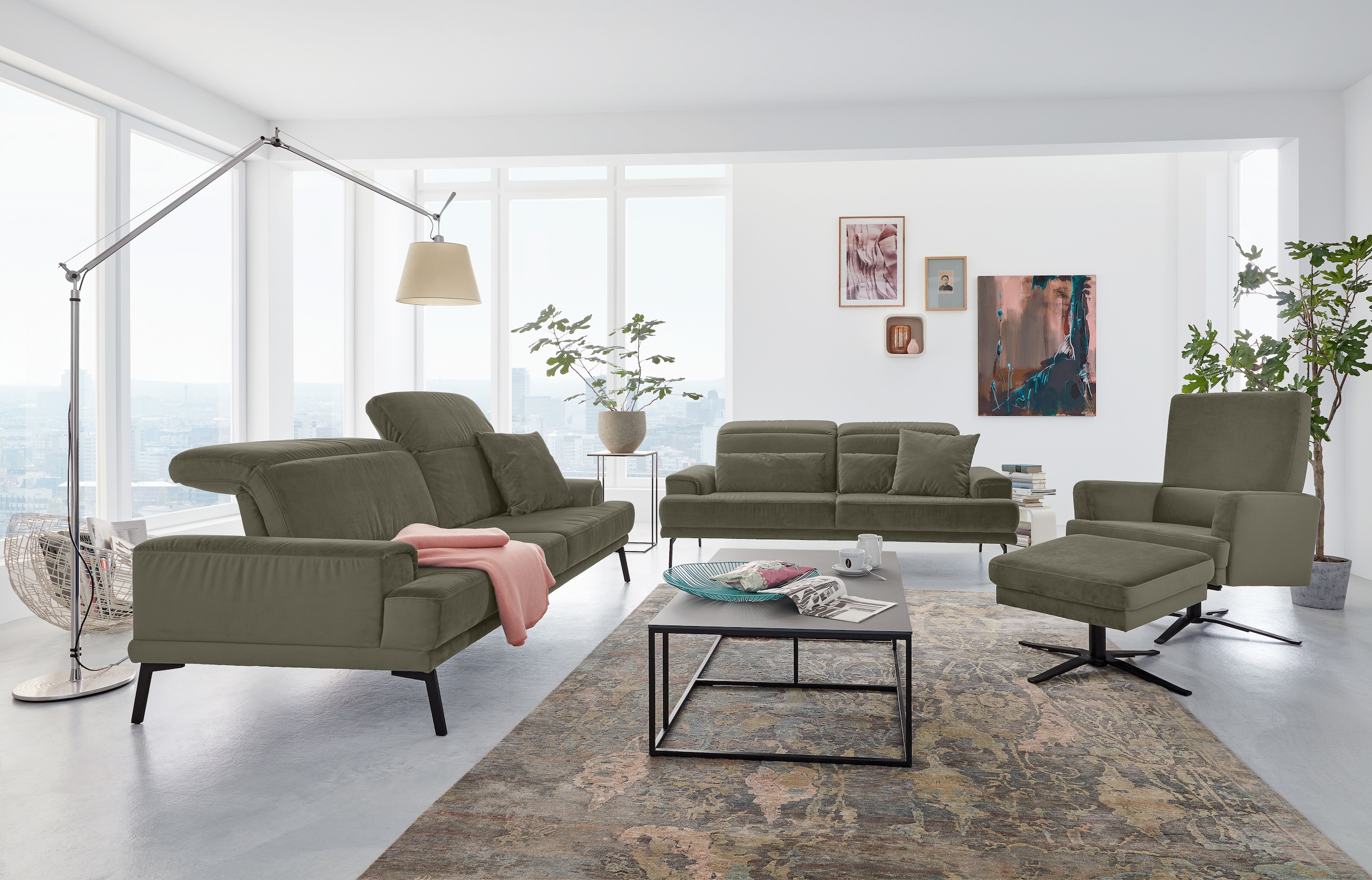 Musterring 3-Sitzer »MR 4580«, inkl. Kopf- und Sitztiefenverstellung, Fuß schwarz, B228 x T103 cm