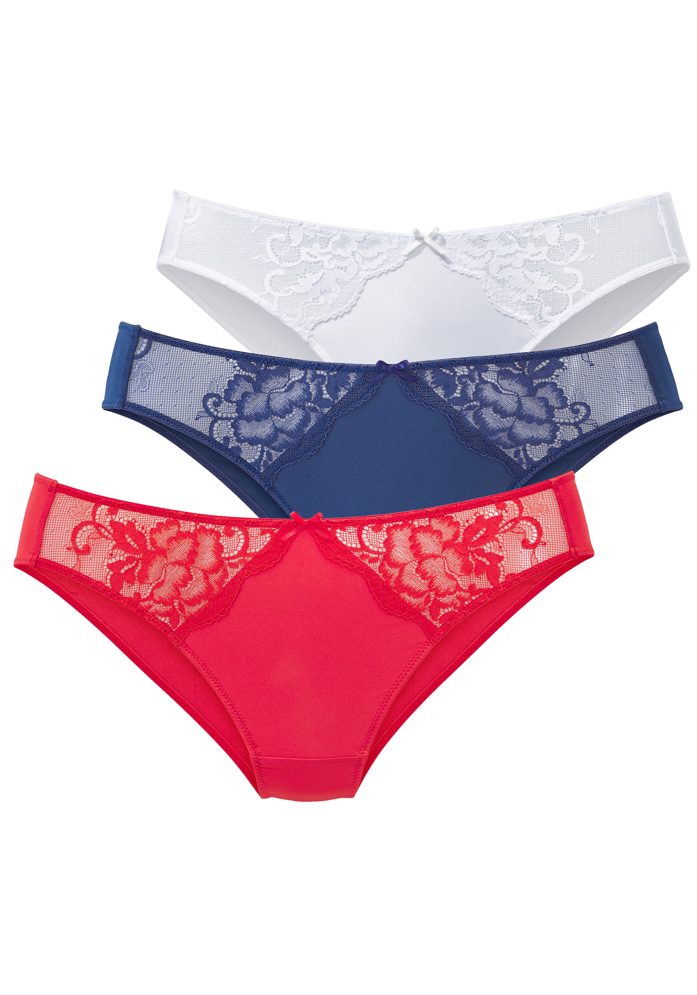 petite fleur by Lascana Slip Packung, 3 Stück,  mit floraler Spitze und weichem Microtouch