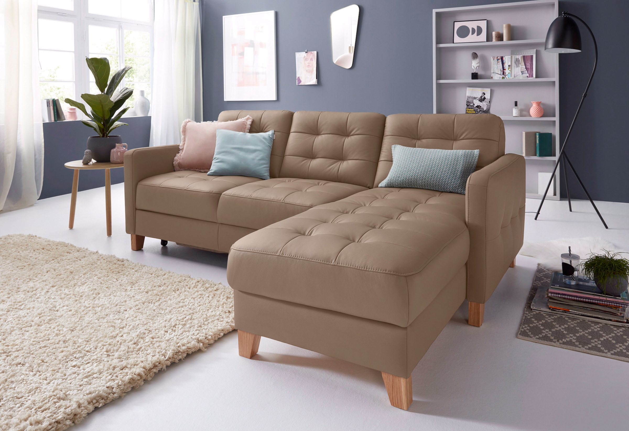 exxpo - sofa fashion Ecksofa »Elio, kompakt und komfortabel, bequem und zeitloses Design, L-Form«, wahlweise mit Bettfunktion