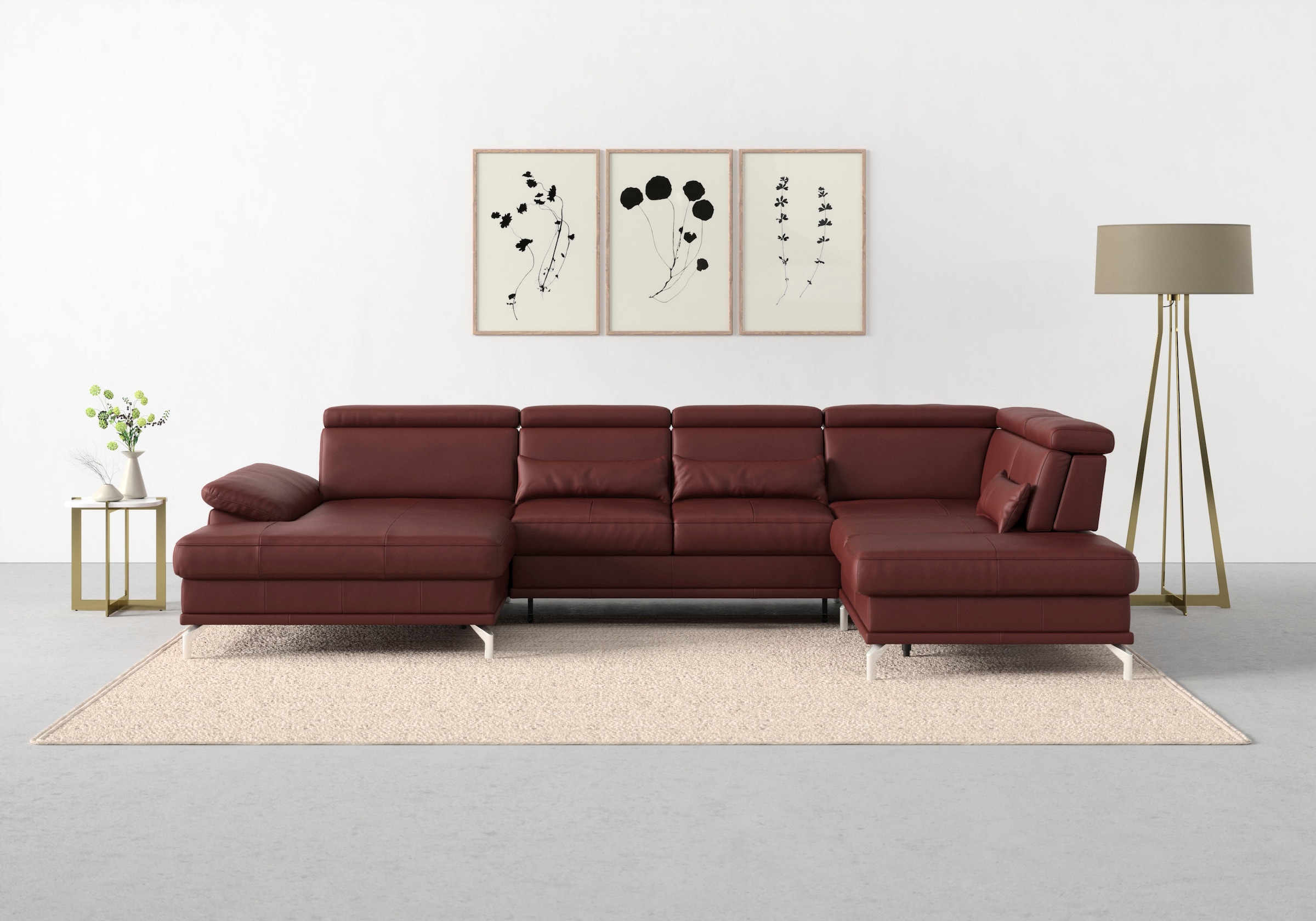 sit&more Wohnlandschaft "Cabrio U-Form, B: 359 cm, mit Sitztiefen-, Arm- & Kopfteilverstellung" 3 Nierenkissen, Federkern, optional Schlaffunktion und Stauraum