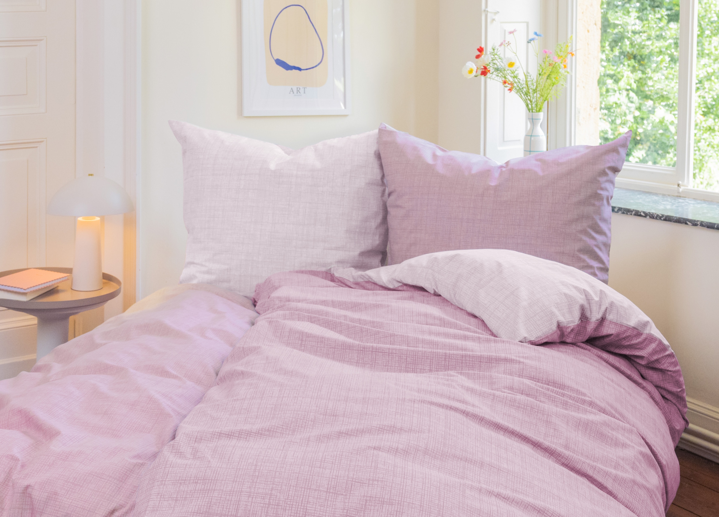 Dyckhoff Wendebettwäsche »Uni« 2 Stk. Baumwolle, Renforcé, 100x135, Baby, Unifarben Meerblau, Reißverschluss