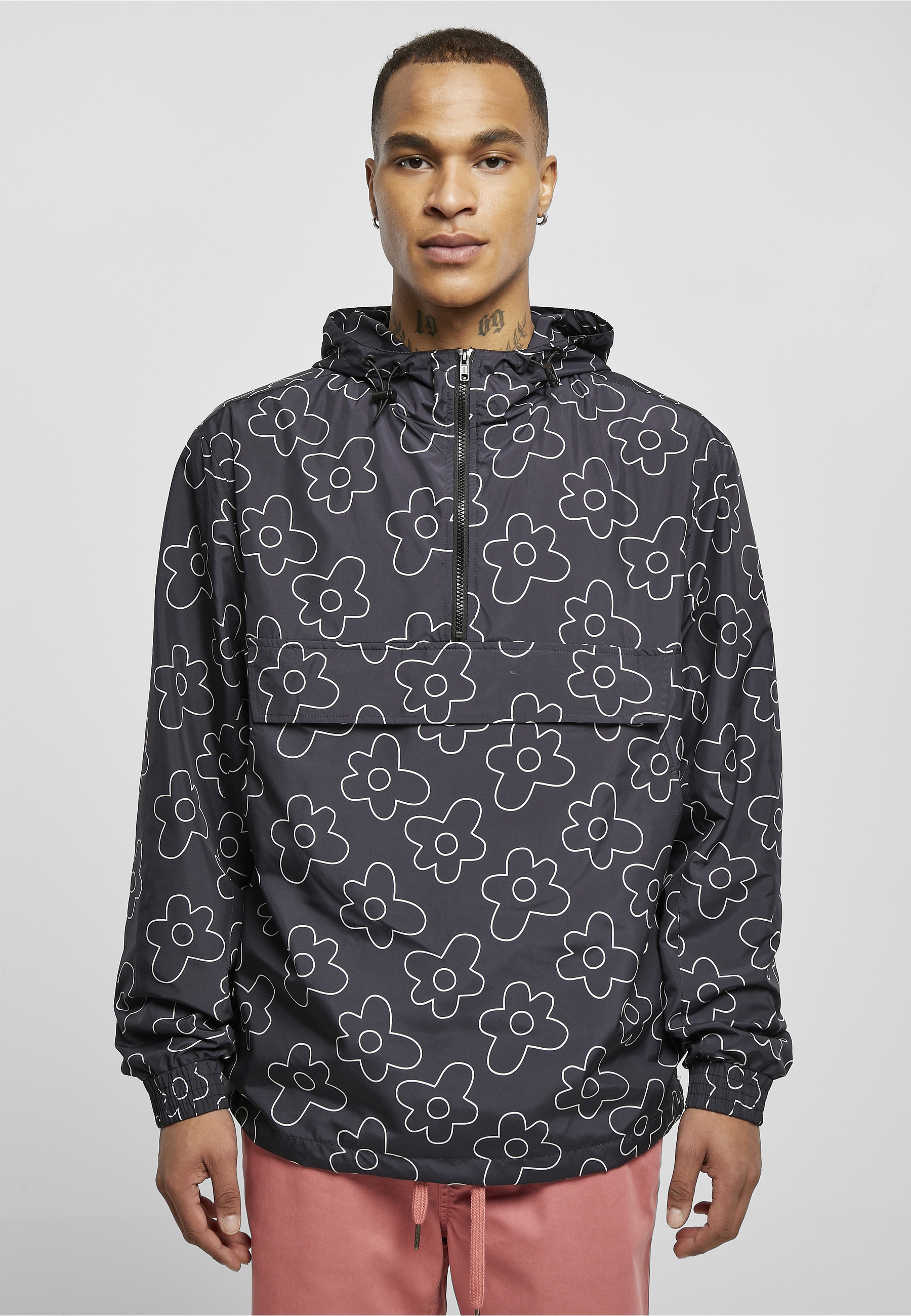 URBAN CLASSICS Funktionsmantel »Urban Classics Herren Flower AOP Pull Over Jacket«