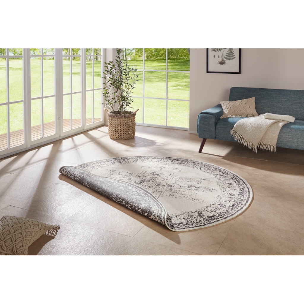 NORTHRUGS Teppich »Borbon«, rund, In-& Outdoor, Wetterfest, Balkon, Garten, Wohnzimmer, Wasserfest