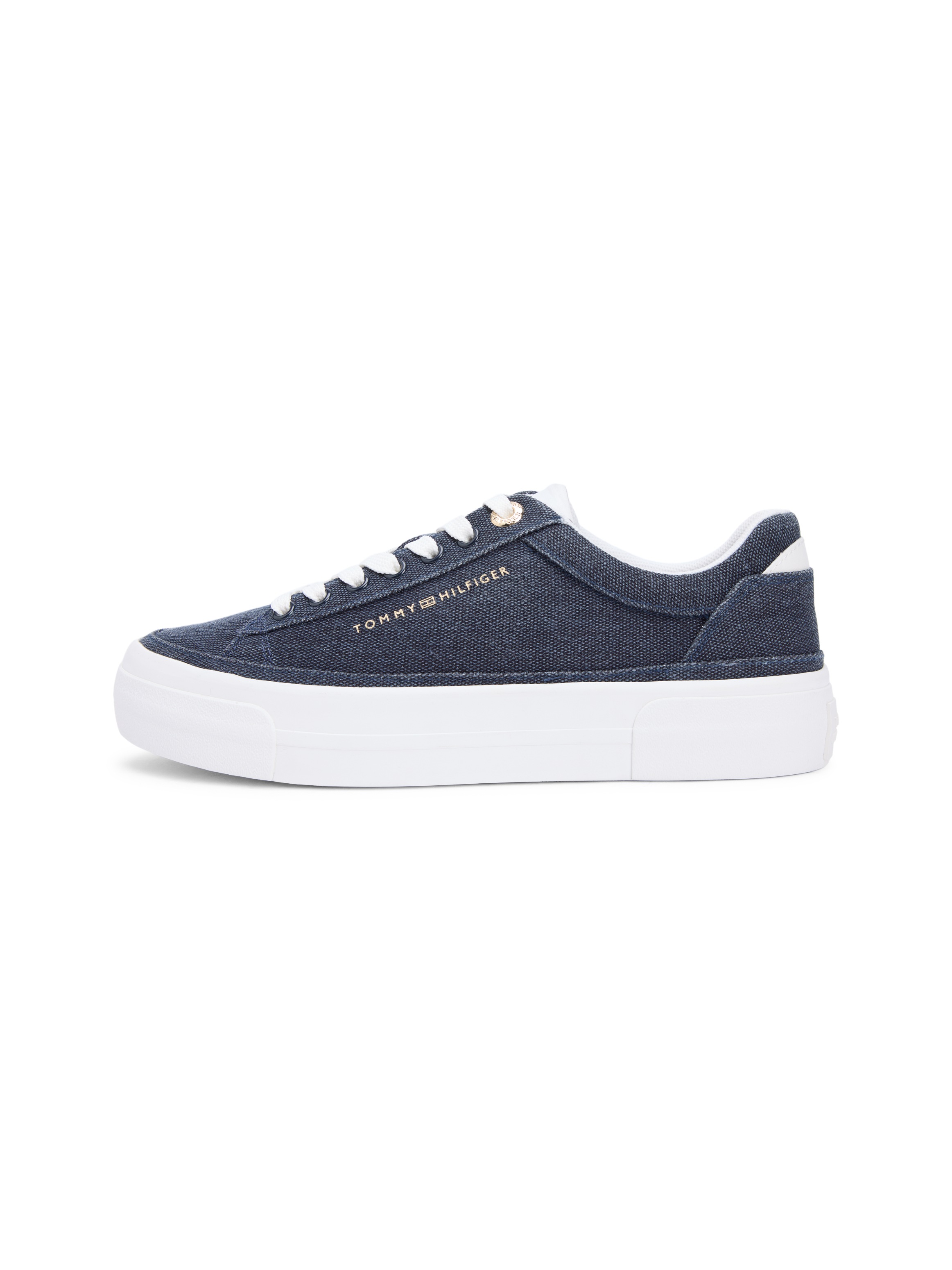 Tommy Hilfiger Plateausneaker »TH FOXING PLATFORM WASHED CANVAS«  Freizeitschuh, Halbschuh, Schnürschuh im angesagten Jeans-Look