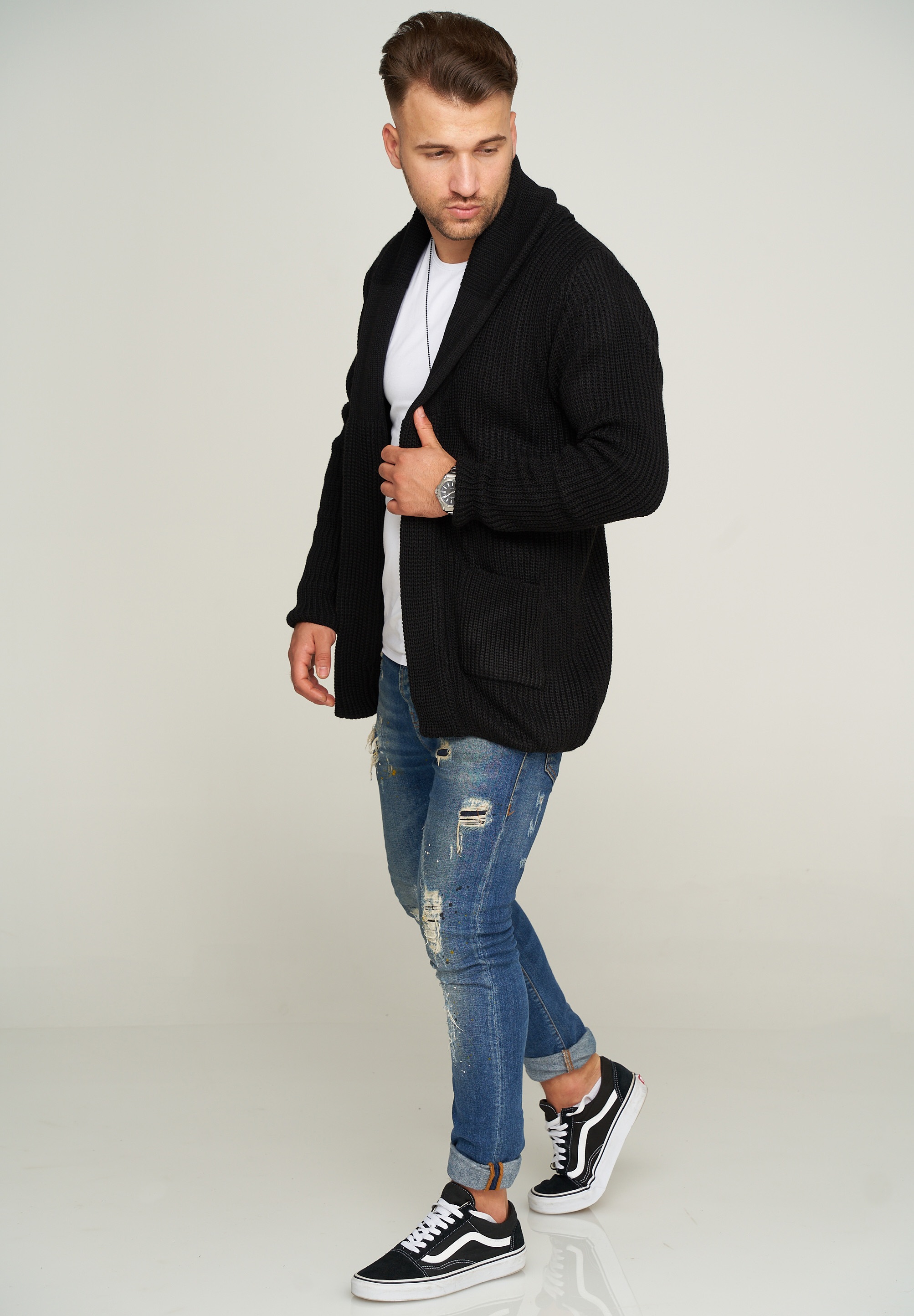 behype Strickjacke »MKCARDY45«, mit Schalkragen
