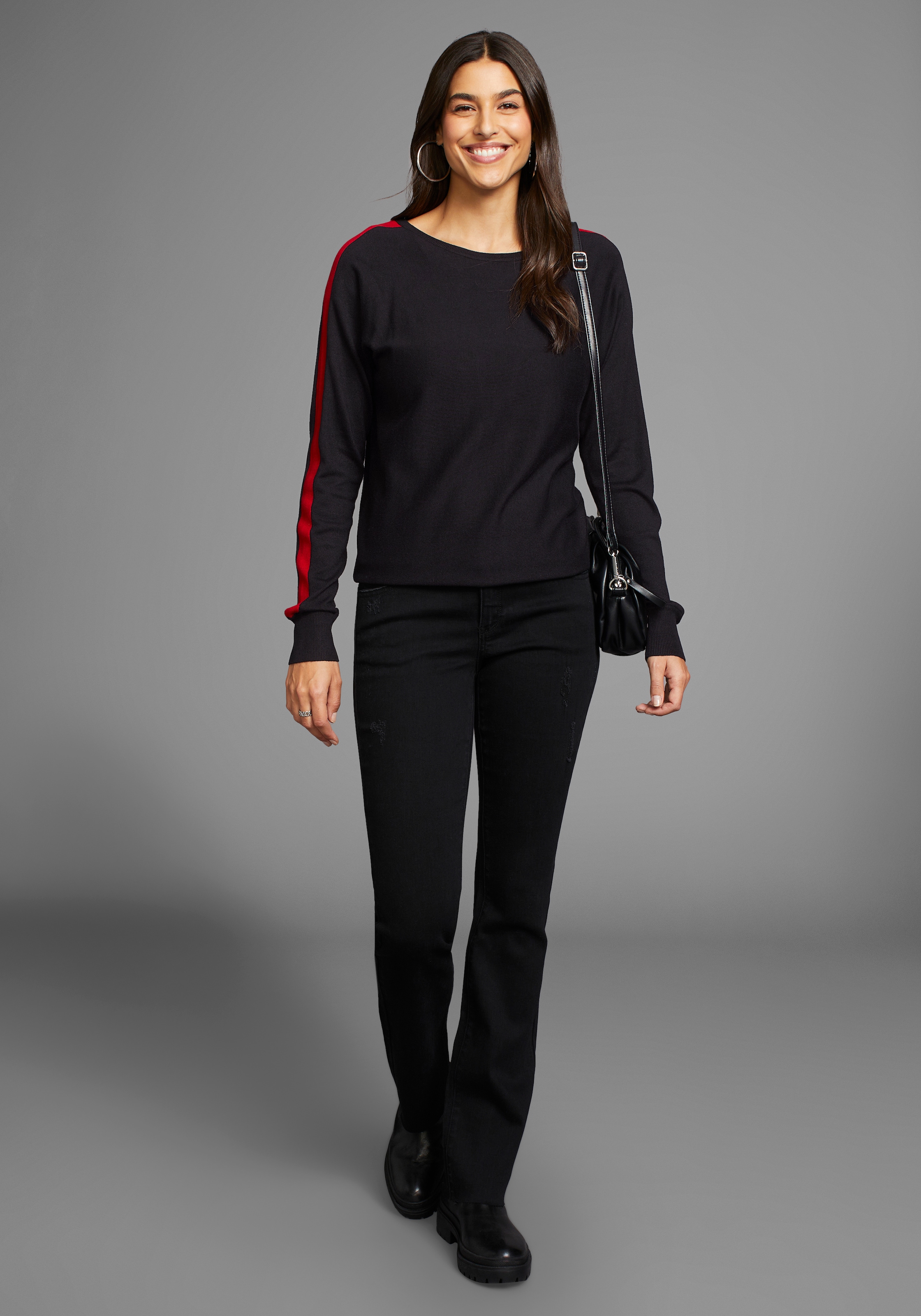 Laura Scott Longpullover, mit Kontraststreifen